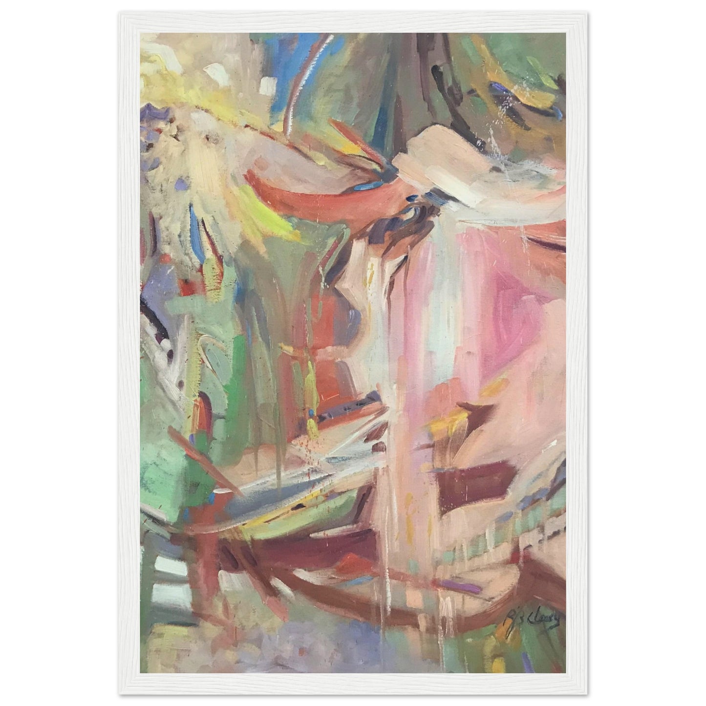 'All Seasons' Abstract I 12x18 inch Wooden Framed Art Print I Original Artwork by American Artist Barbara Cleary