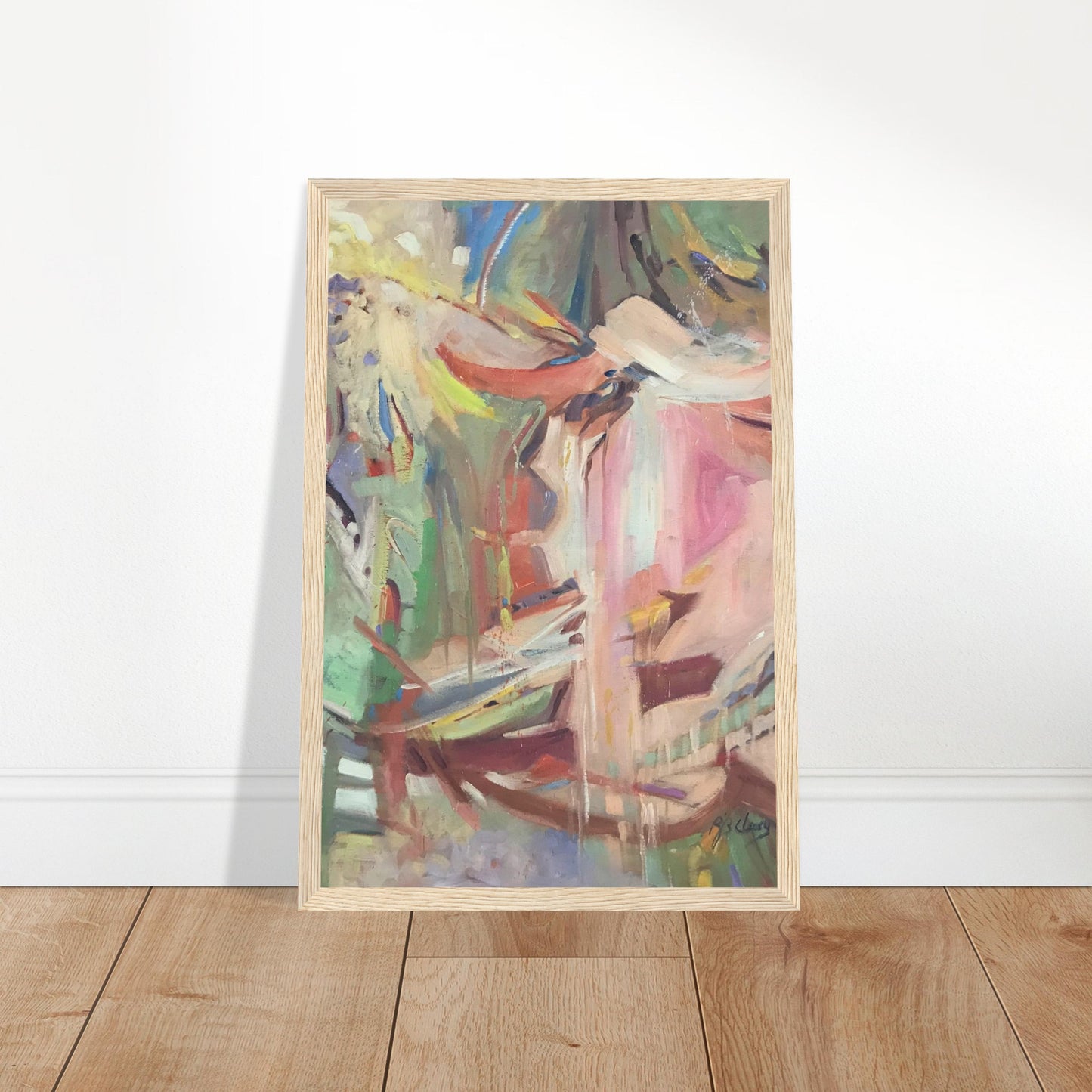 'All Seasons' Abstract I 12x18 inch Wooden Framed Art Print I Original Artwork by American Artist Barbara Cleary