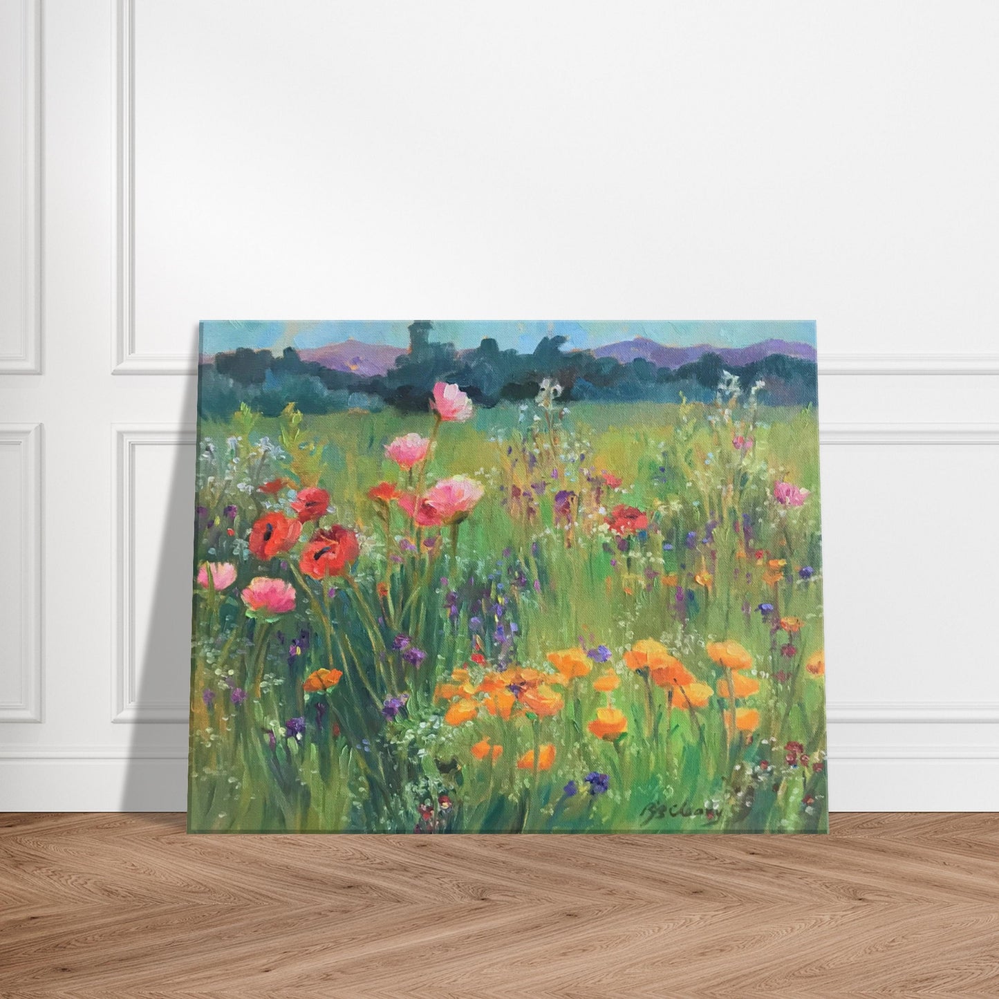 'Field of Poppies' Floral I 16x20 inch Art Print on Canvas I Original Artwork by American Artist Barbara Cleary