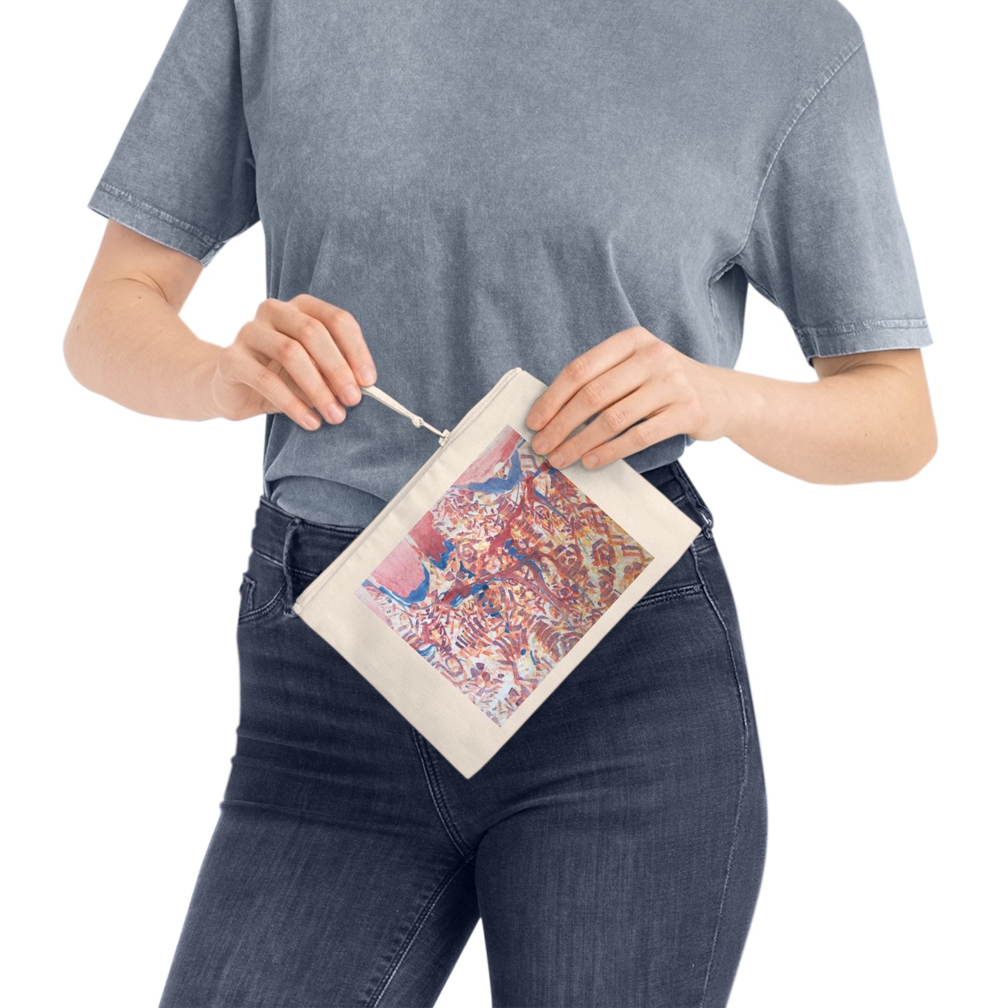 Eco-Friendly Pouch with 'Abstract Fusion' Abstract I Original Artwork by American Artist Barbara Cleary