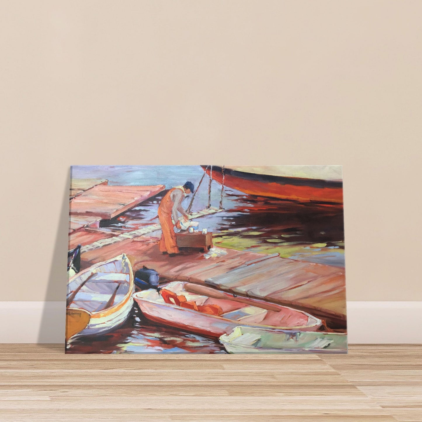 'Fishing' I 12x18 inch Canvas Coastal Art Print I Original Artwork by American Artist Barbara Cleary