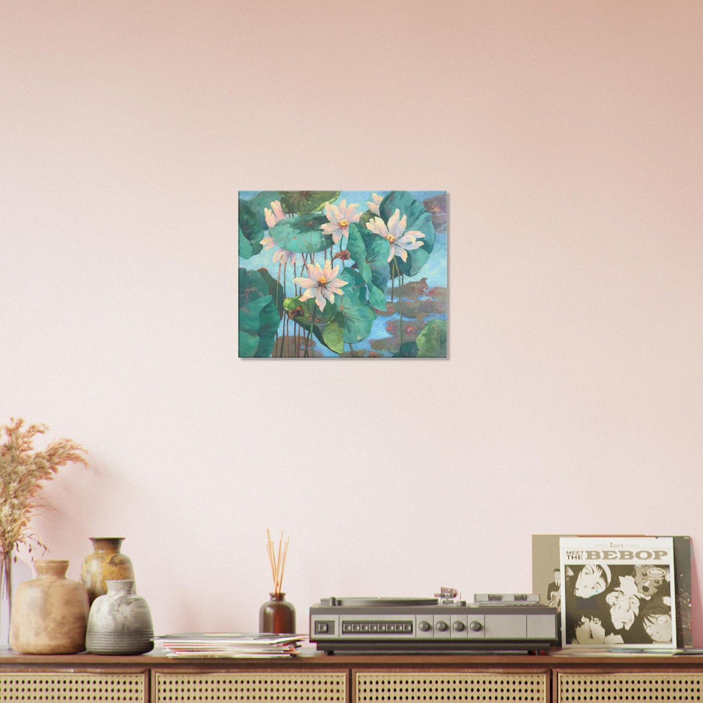 'Lily Pads' Floral I 16x20 inch Art Print on Canvas I Original Artwork by American Artist Barbara Cleary