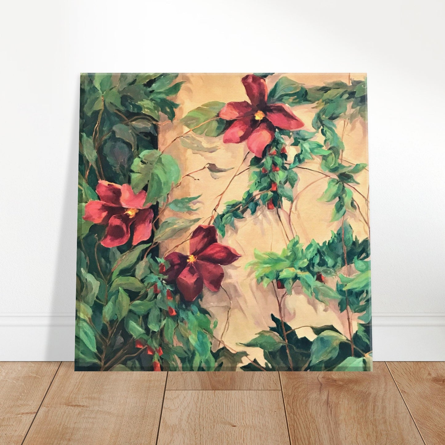 "Climatis" 8x8 inch Print on Canvas by Barbara Cleary Designs