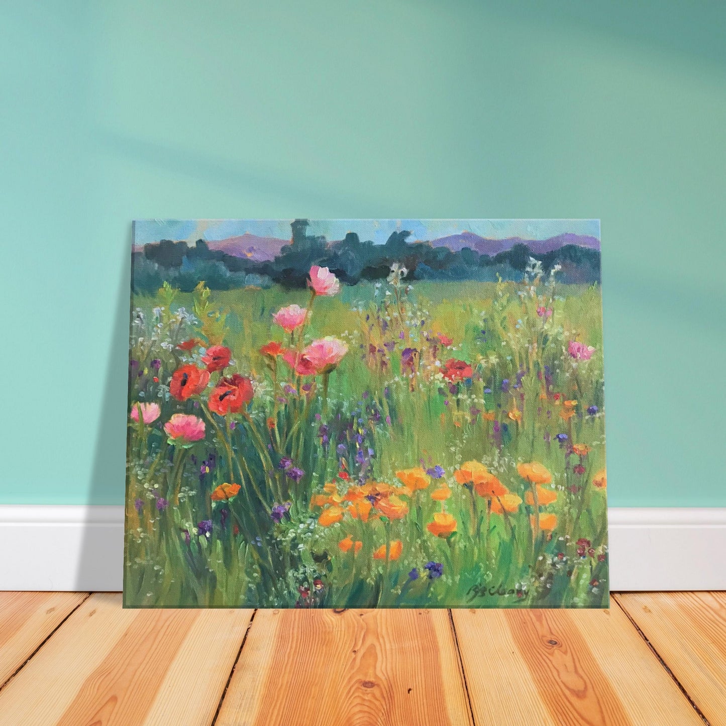'Field of Poppies' Floral I 16x20 inch Art Print on Canvas I Original Artwork by American Artist Barbara Cleary