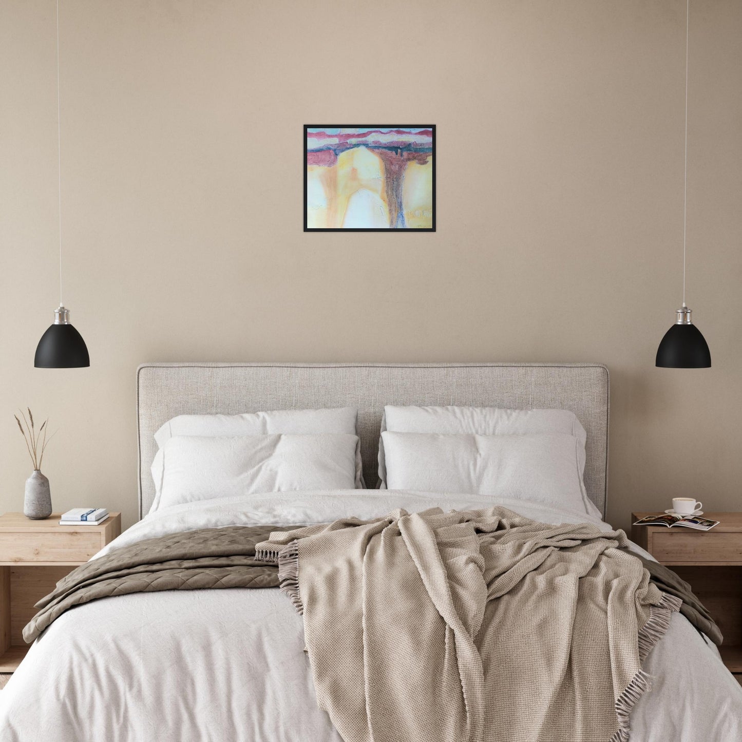 'Southwest Mixed Media' Abstract I 16x20 inch Wooden Framed Art Print I Original Artwork by American Artist Barbara Cleary
