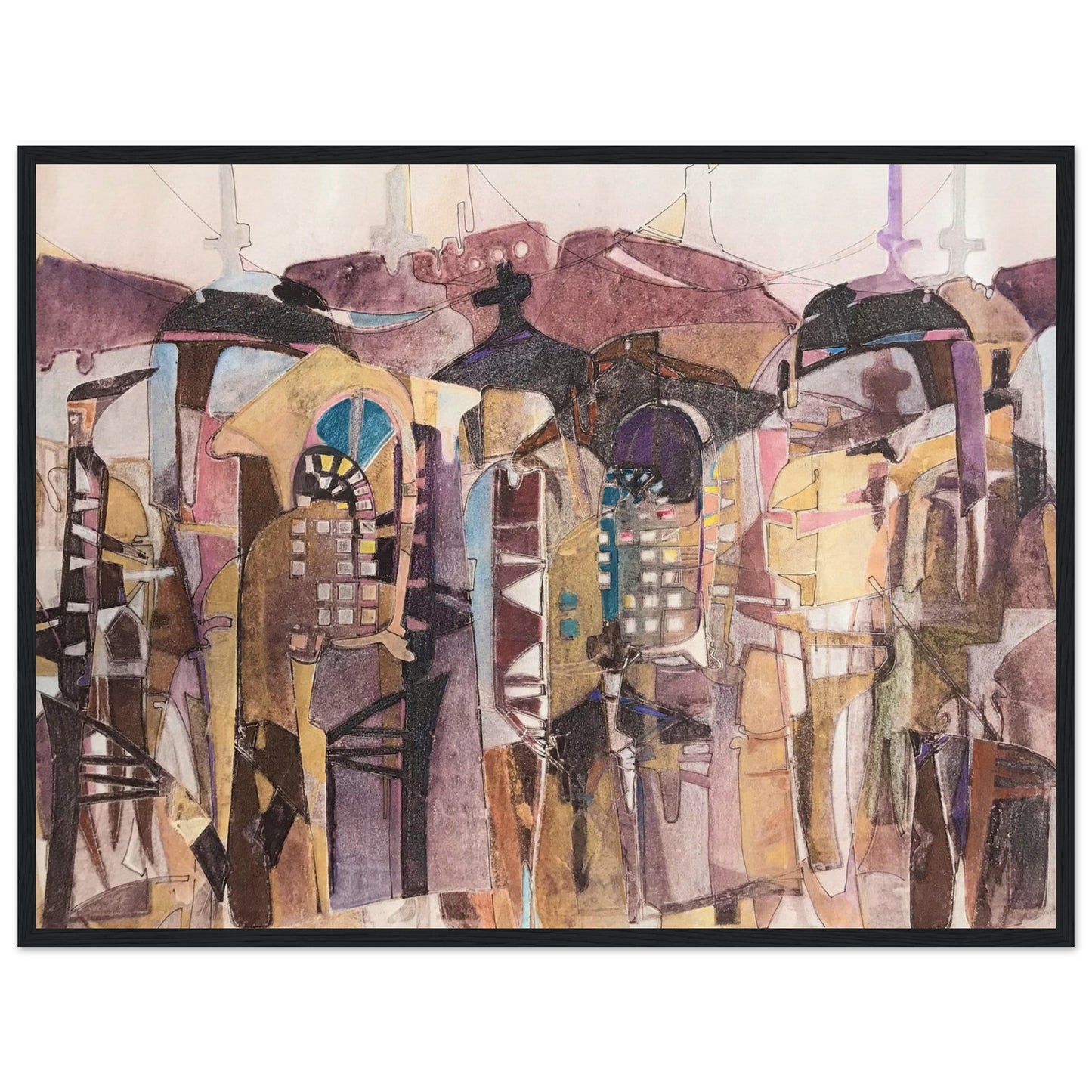 'San Francisco De Asis' Abstract I 24x32 inch Wooden Framed Art Print I Original Artwork by American Artist Barbara Cleary
