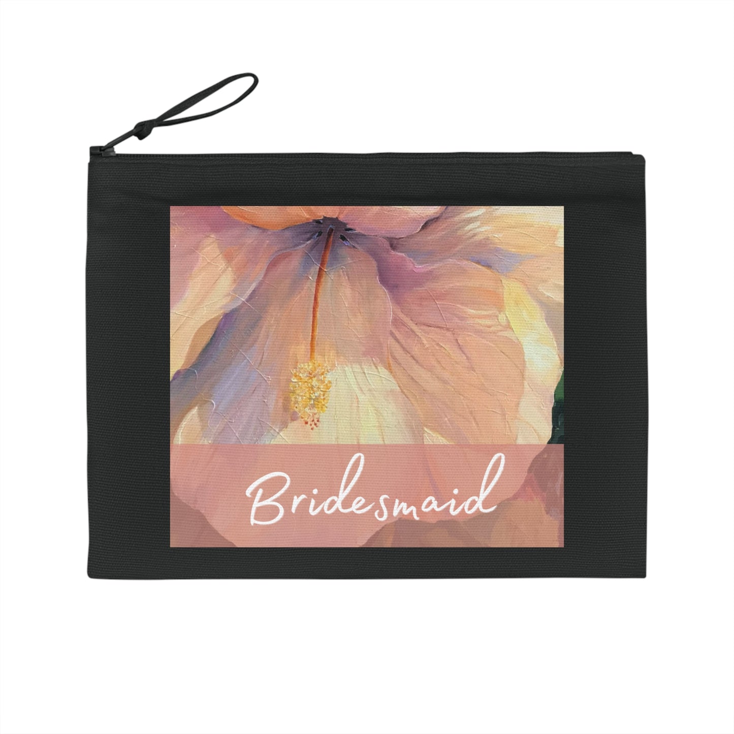 'Bridesmaid' Eco-Friendly Pouch I Bridal Collection I with 'Hibiscus' Original Artwork by American Artist Barbara Cleary