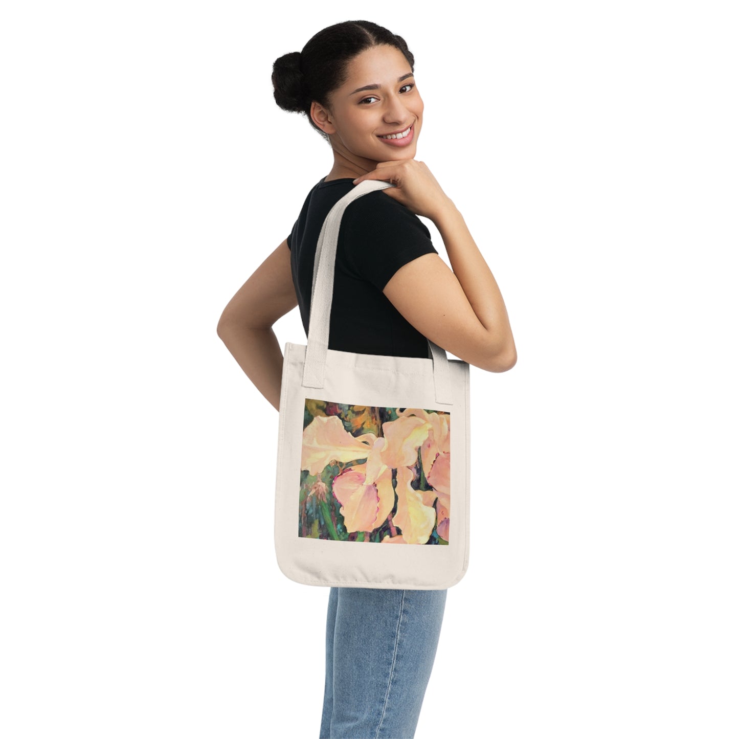 Organic Canvas Tote Bag with 'Pink Orchid' I Original Artwork by American Artist Barbara Cleary