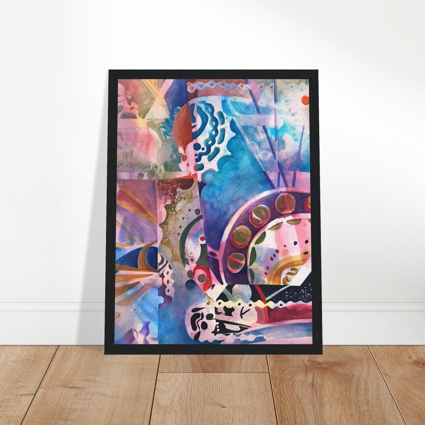 'Kaleidoscope' Abstract I 12x16 inch Wooden Framed Art Print I Original Artwork by American Artist Barbara Cleary