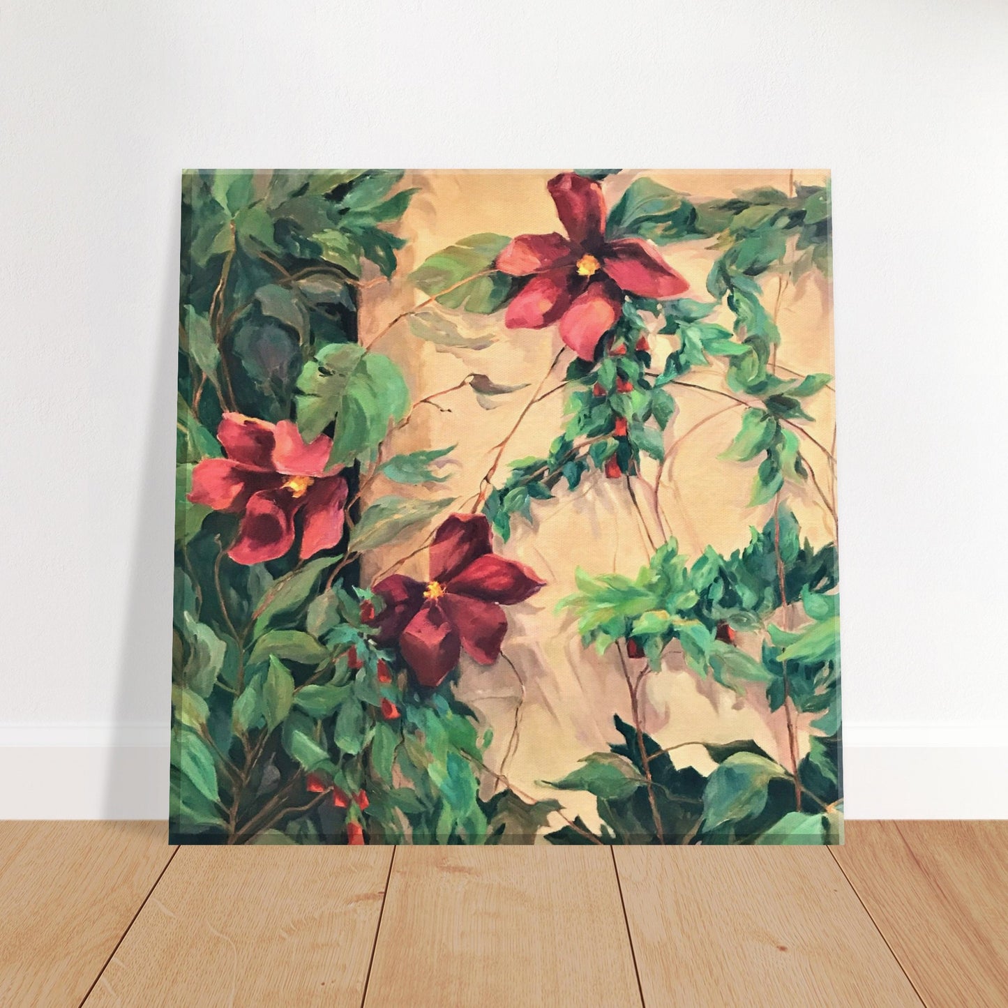 "Climatis" 8x8 inch Print on Canvas by Barbara Cleary Designs