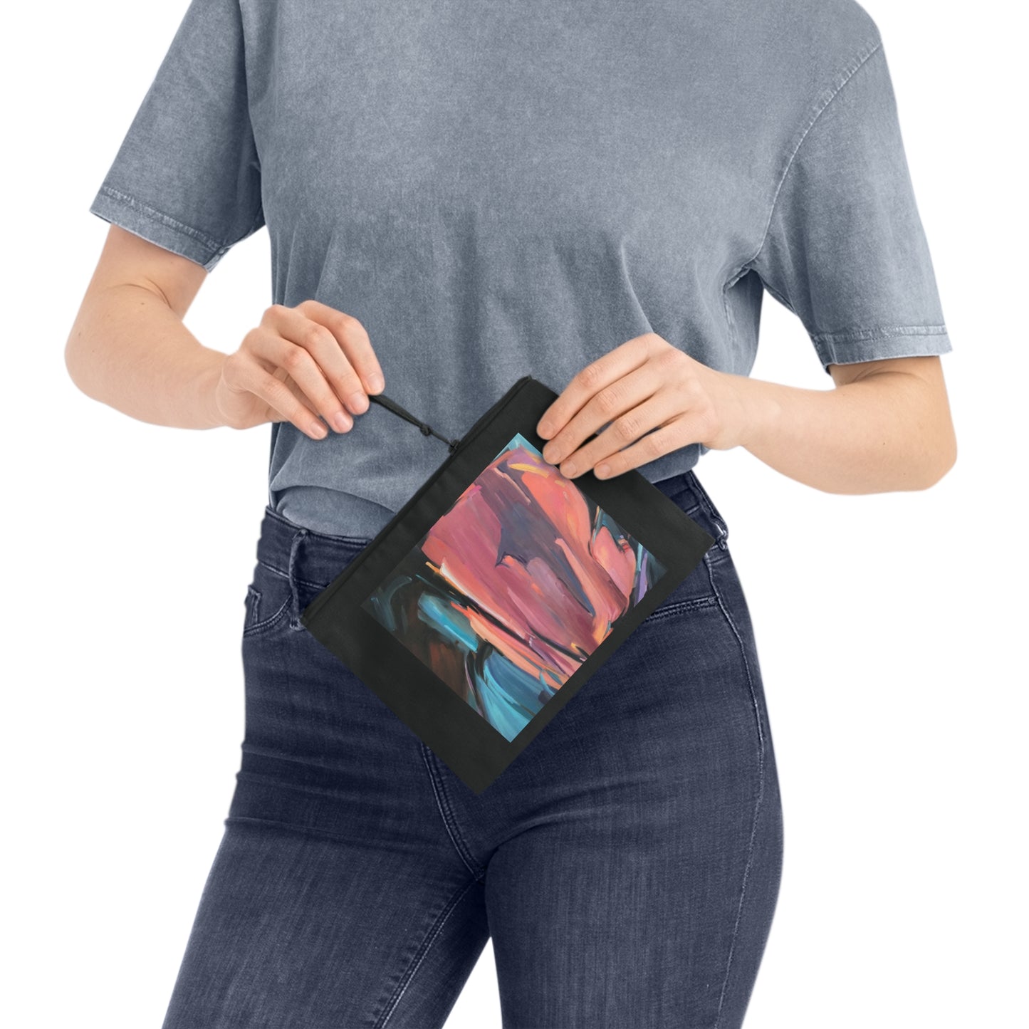 Eco-Friendly Pouch with 'Colorscape' Abstract I Original Artwork by American Artist Barbara Cleary