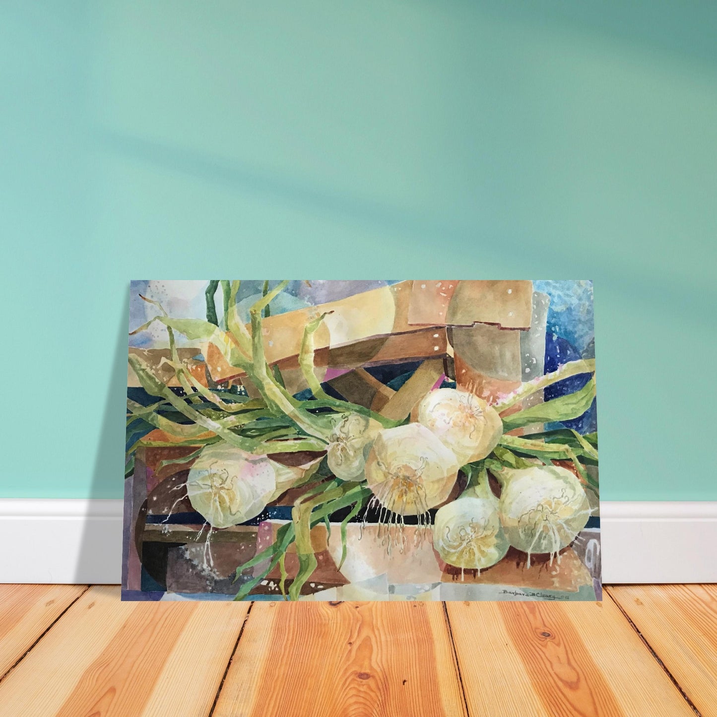 'Onions' Still Life Watercolor I 12x18 Museum-Quality Matte Paper Poster | Original Artwork by American Artist Barbara Cleary