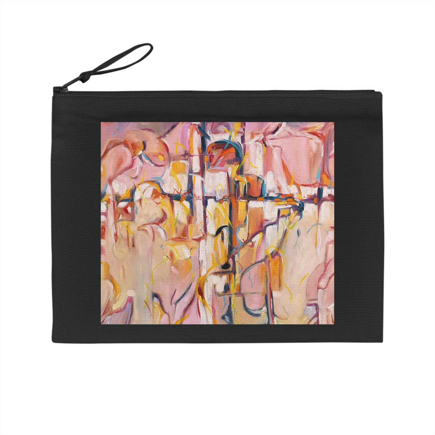 Eco-Friendly Pouch with 'Abstract Pueblo' Abstract I Original Artwork by American Artist Barbara Cleary