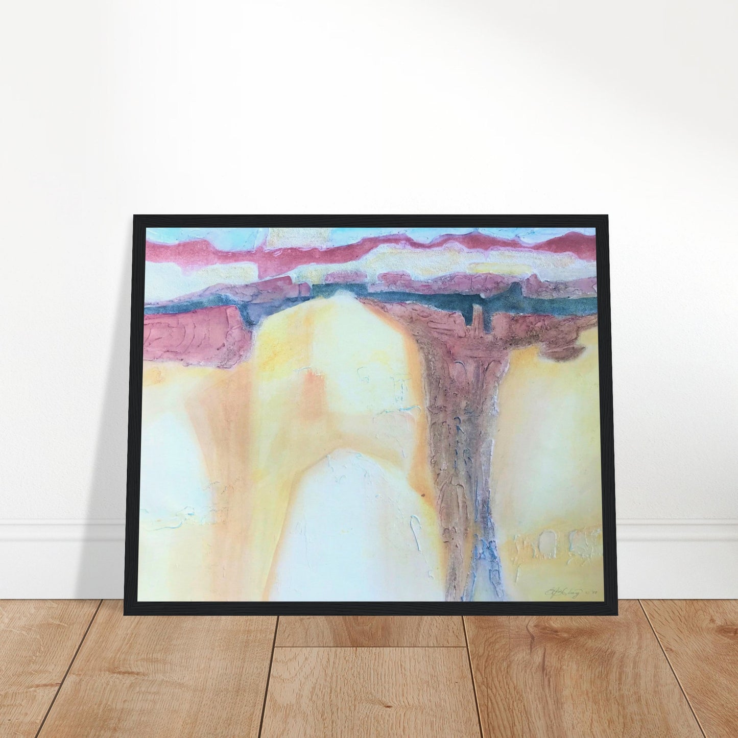 'Southwest Mixed Media' Abstract I 16x20 inch Wooden Framed Art Print I Original Artwork by American Artist Barbara Cleary