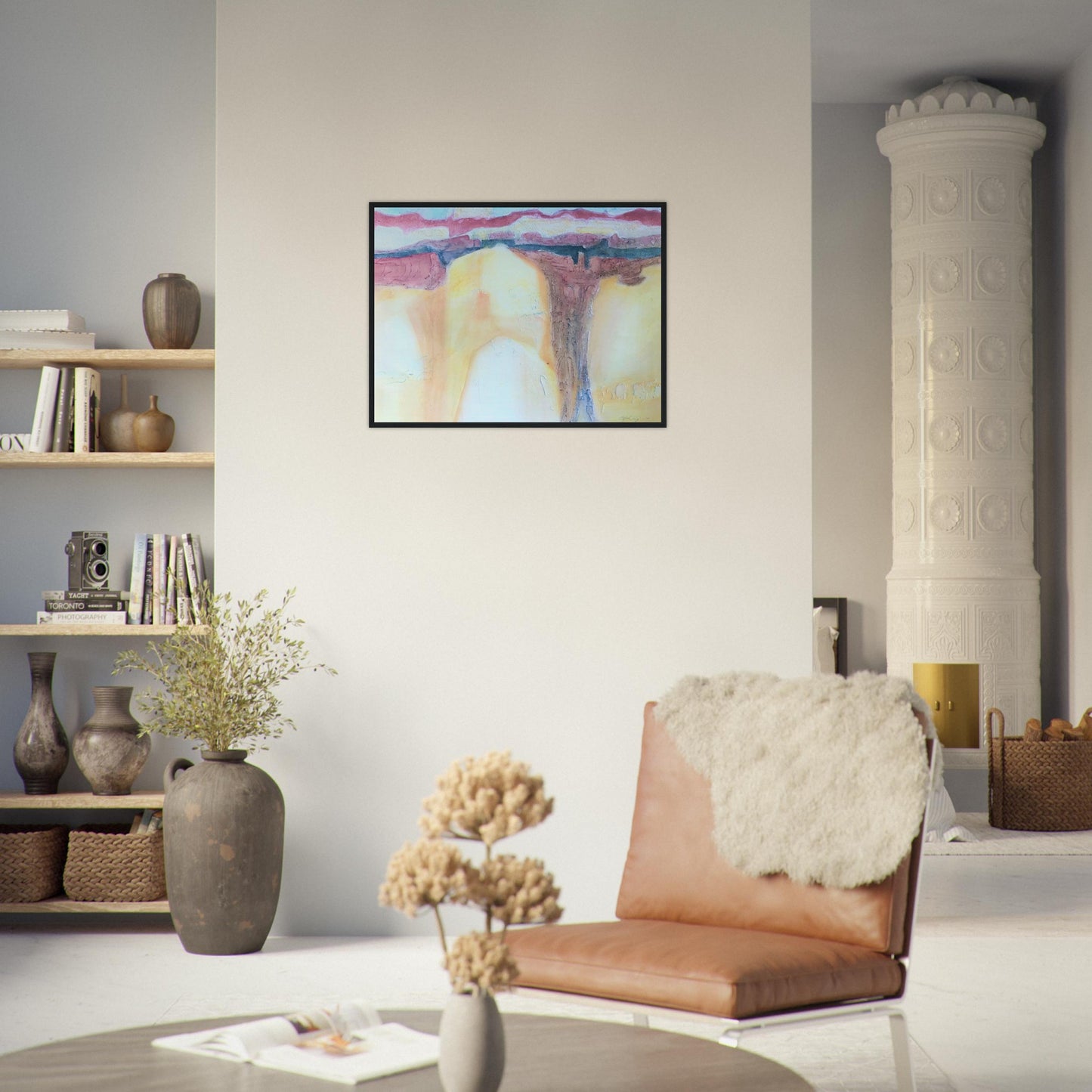 'Southwest Mixed Media' Abstract I 24x32 inch Wooden Framed Art Print I Original Artwork by American Artist Barbara Cleary