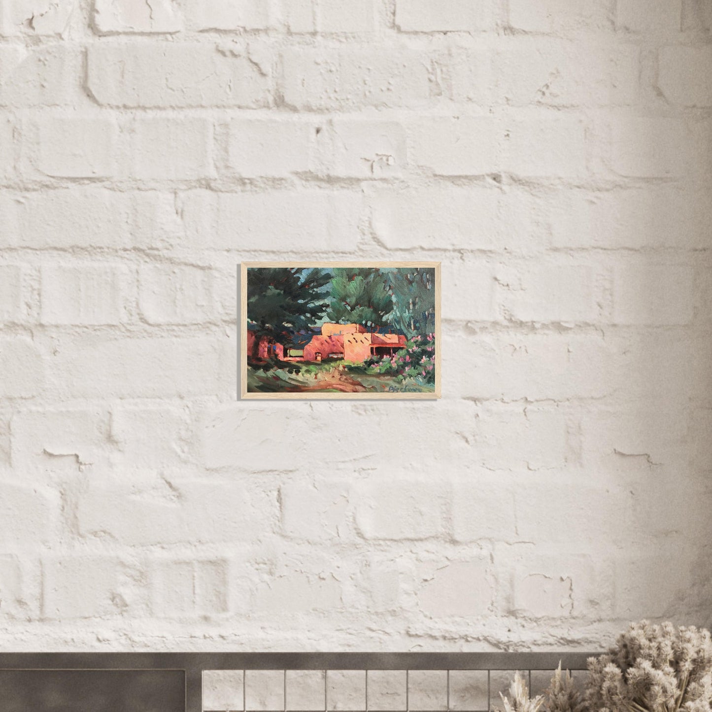 'Spring in Taos' Landscape I 12x18 inch Wooden Framed Southwest Art Print I Original Artwork by American Artist Barbara Cleary I F75