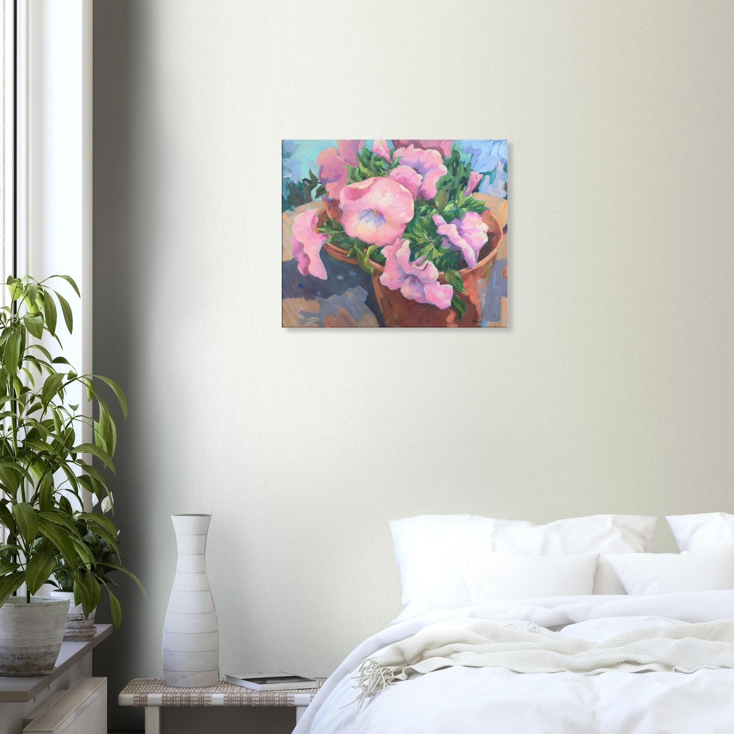 'Pink Petals in Bloom Floral I 20x24 inch Art Print on Canvas I Original Artwork by American Artist Barbara Cleary