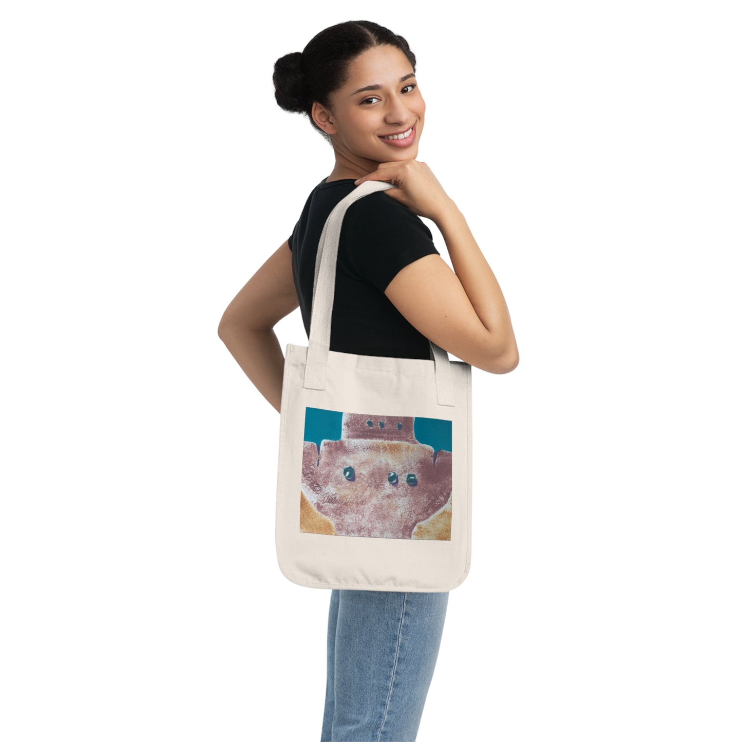 Organic Canvas Tote Bag with 'Pueblo Series 1' Abstract I Original Artwork by American Artist Barbara Cleary
