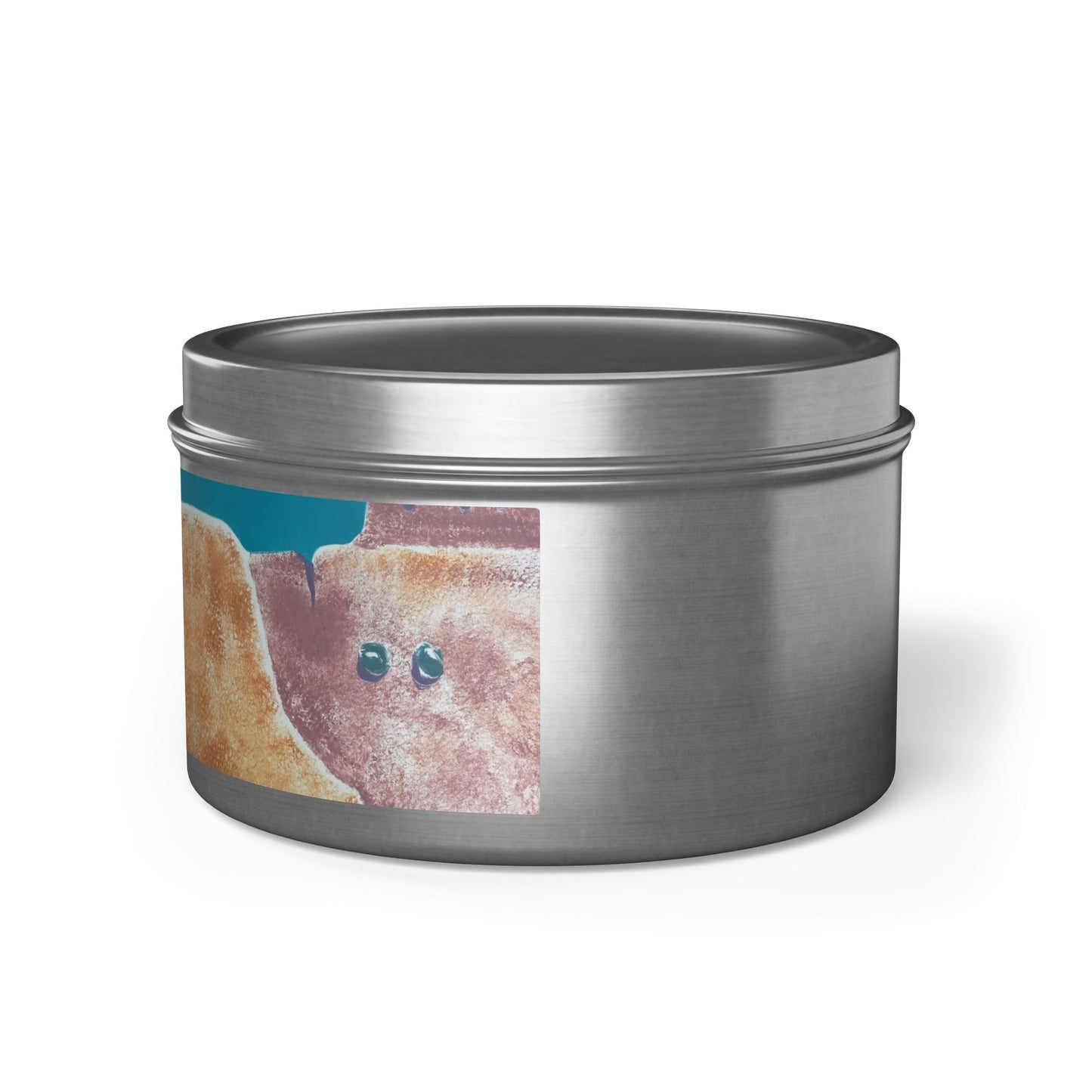 8oz Eco-Friendly Scented or Unscented Soy Wax Tin Candle with 'Pueblo Series 1' Abstract Artwork by American Artist Barbara Cleary