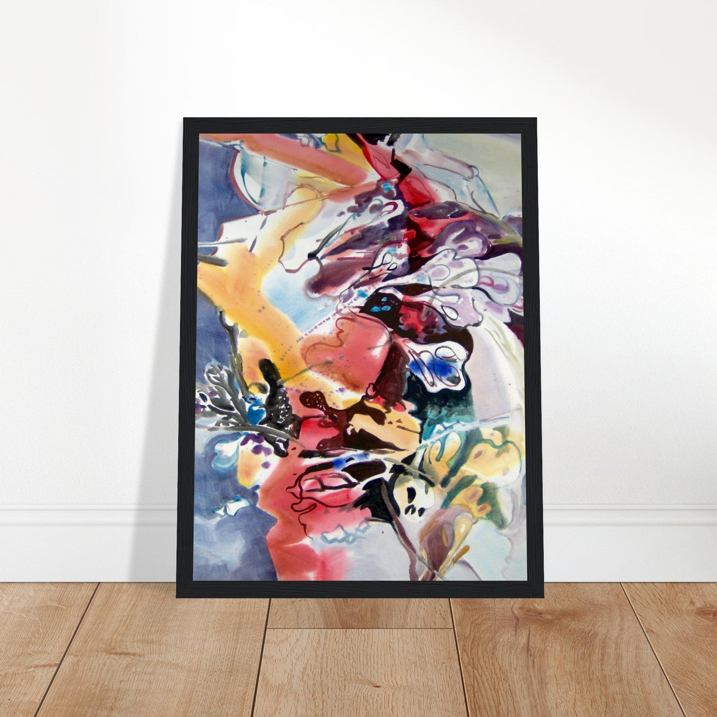 ‘Floral Fantasy' Abstract I 12x16 inch Wooden Framed Art Print I Original Artwork by American Artist Barbara Cleary