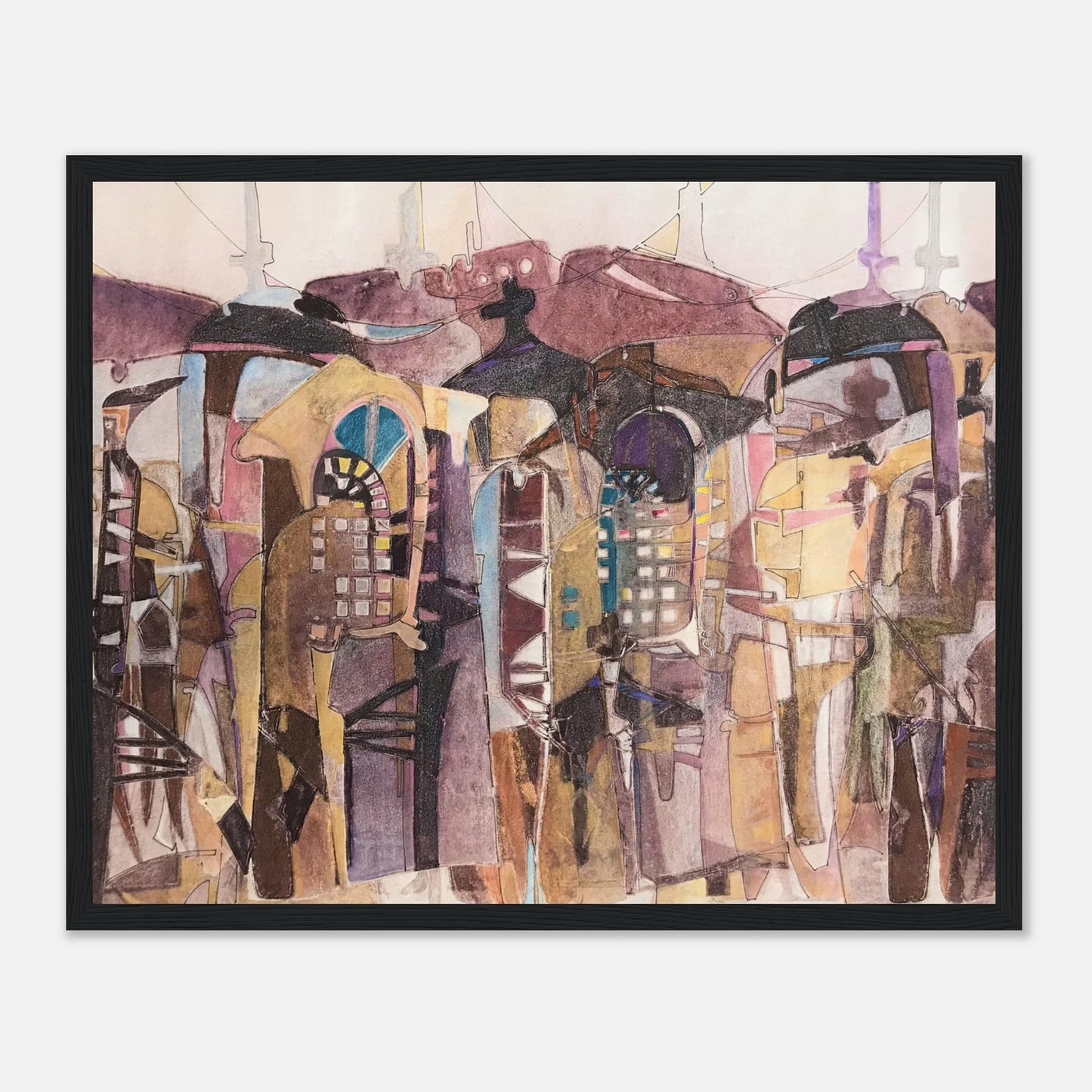'San Francisco De Asis' Abstract I 16x20 inch Wooden Framed Art Print I Original Artwork by American Artist Barbara Cleary