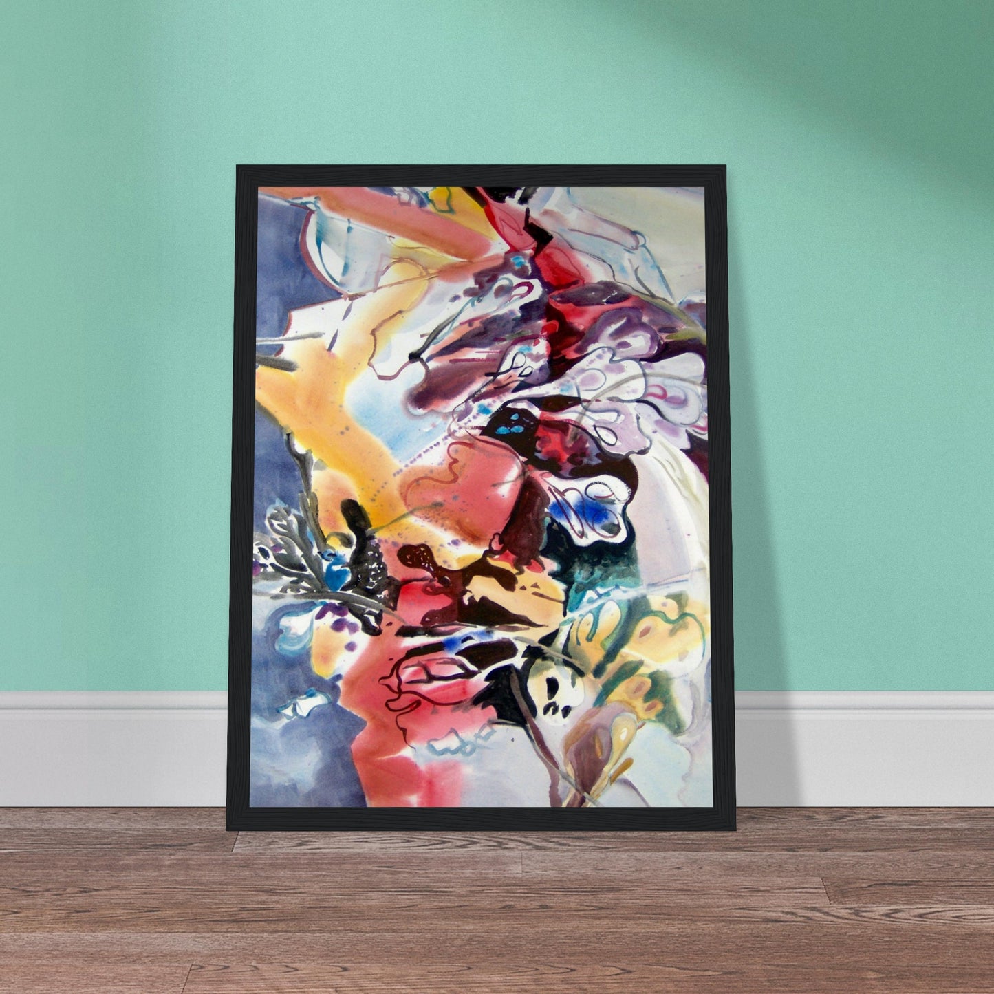 ‘Floral Fantasy' Abstract I 12x16 inch Wooden Framed Art Print I Original Artwork by American Artist Barbara Cleary