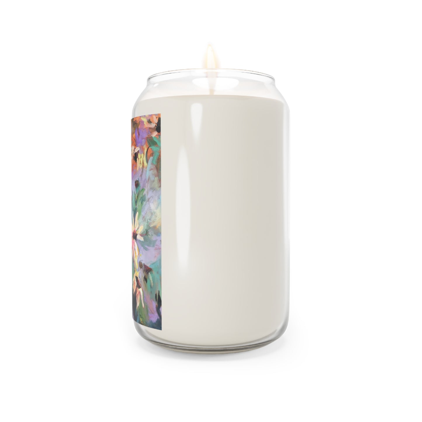13.75oz Eco-Friendly Scented or Unscented Soy Wax Candle Jar with 'Eastern Light Wildflowers' Floral Artwork by American Artist Barbara Cleary