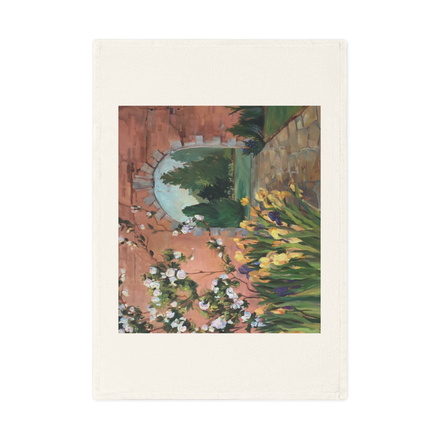 'Inner Garden' Floral Cotton Tea Towel I Original Artwork by American Artist Barbara Cleary | Barbara Cleary Designs