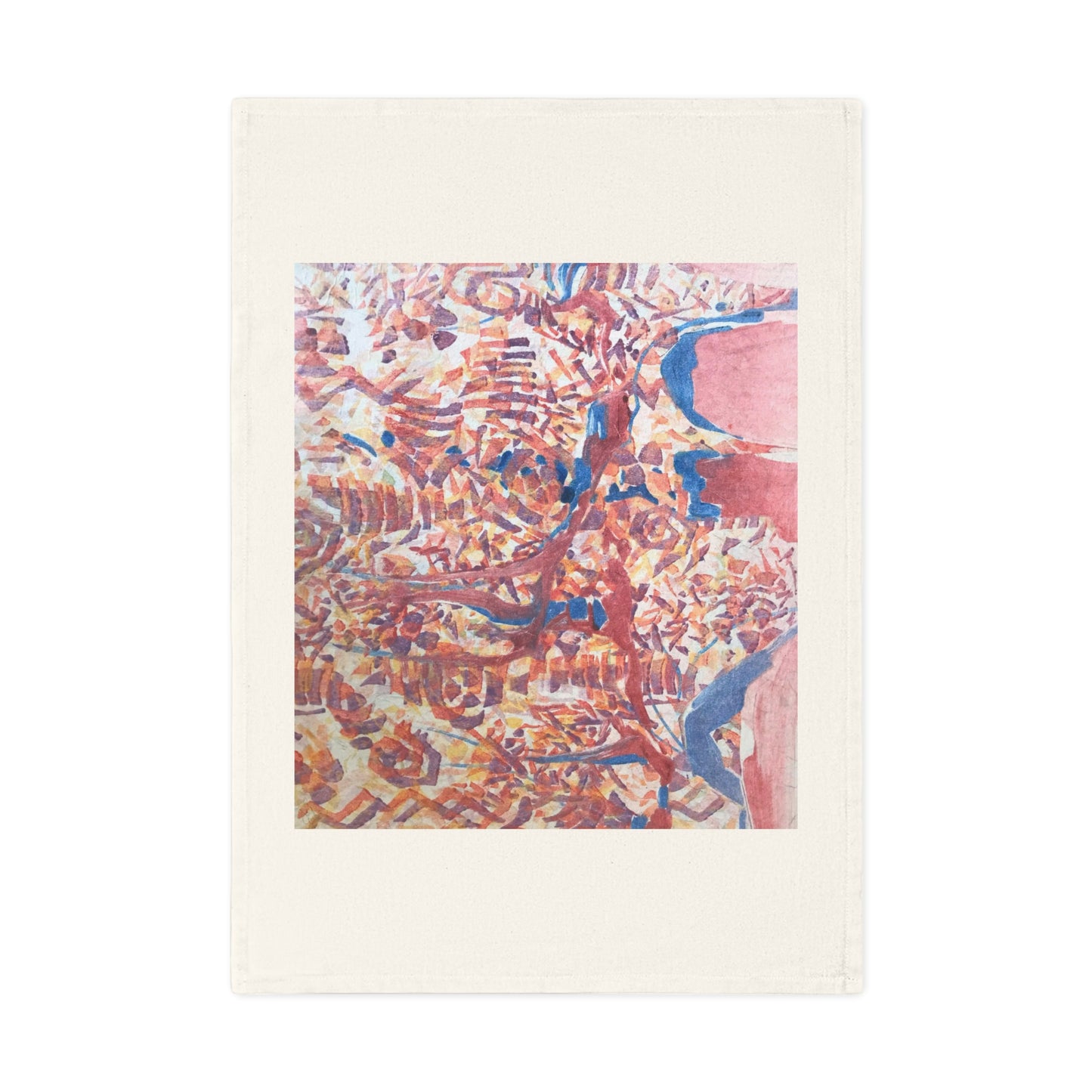 'Abstract Fusion' Abstract Organic Cotton Tea Towel I Original Artwork by American Artist Barbara Cleary