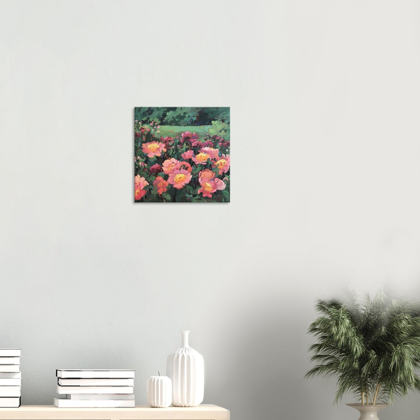 'Pink Princess' Floral I 16x16 inch Art Print on Canvas I Original Artwork by American Artist Barbara Cleary I F25