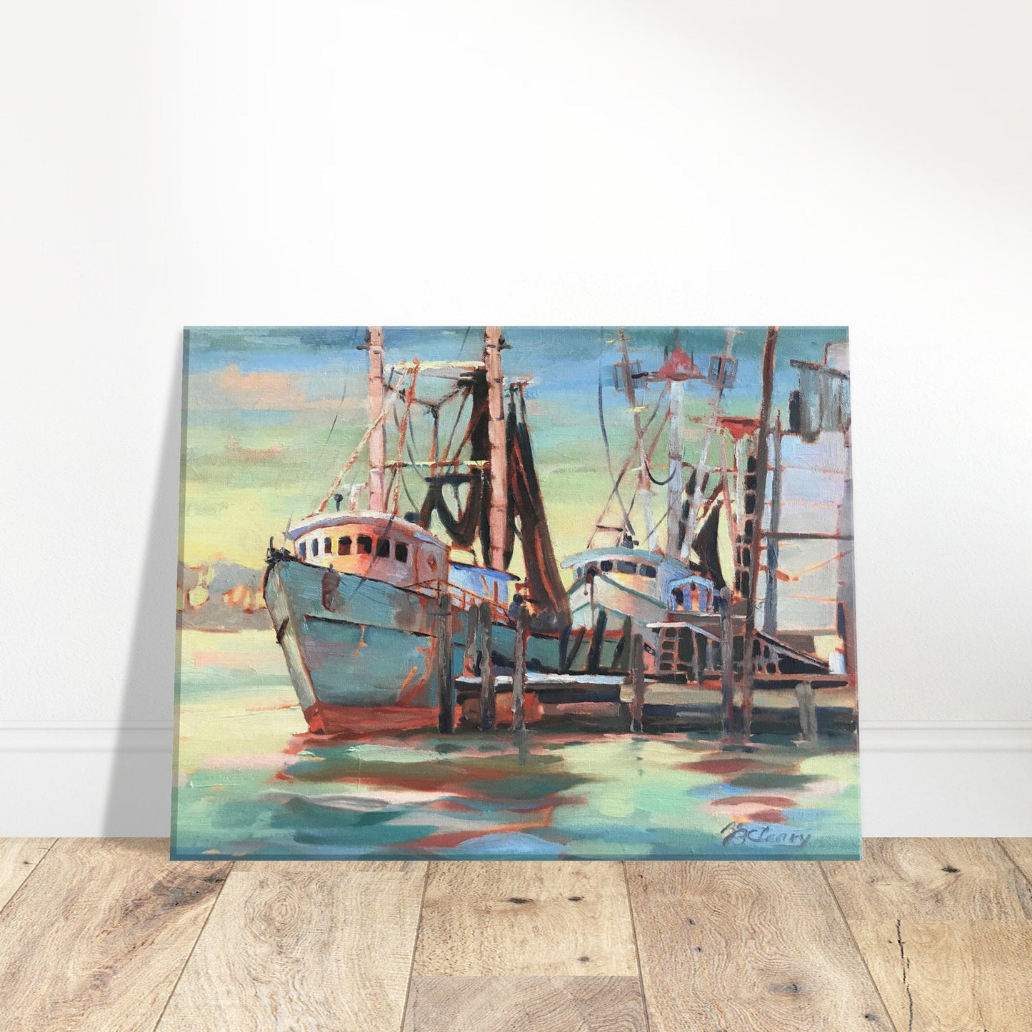 'Biloxi Fishing Fleet' I 11x14 inch Canvas Coastal Art Print I Original Artwork by American Artist Barbara Cleary