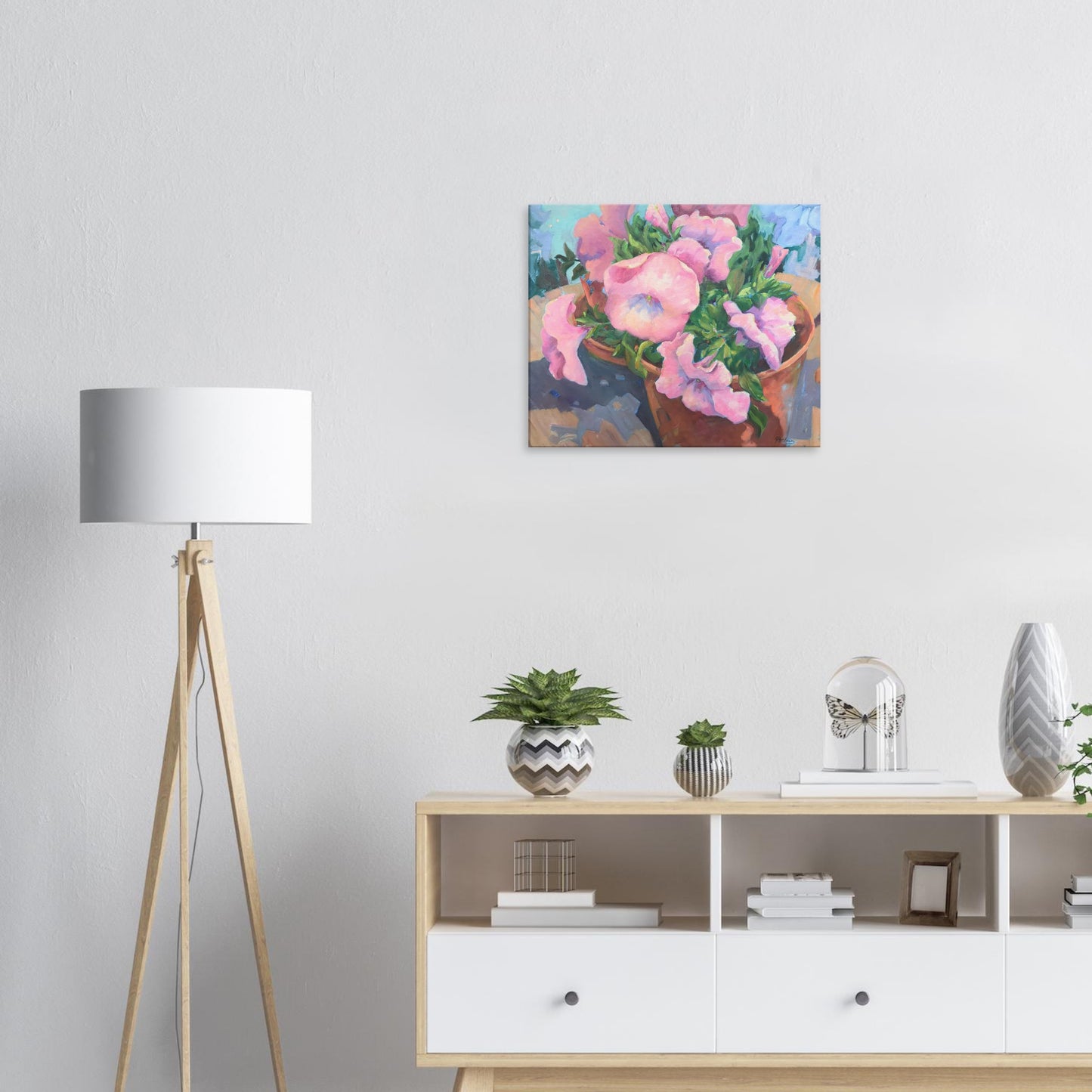 'Pink Petals in Bloom Floral I 20x24 inch Art Print on Canvas I Original Artwork by American Artist Barbara Cleary