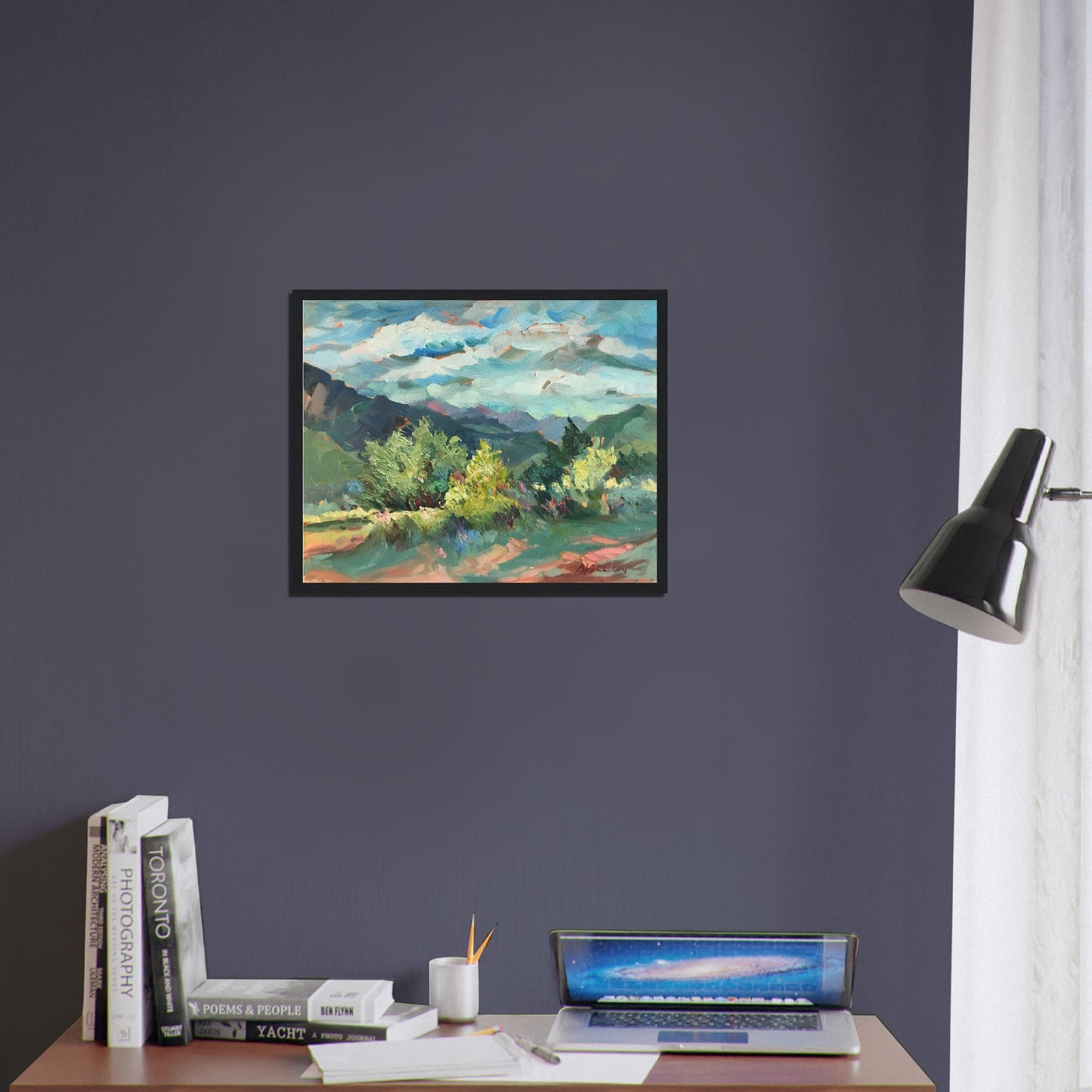 ‘Pueblo Lands Plein Air’ Southwestern Landscape | 16x20 Wooden Framed Art Print | Original Artwork by American Artist Barbara Cleary