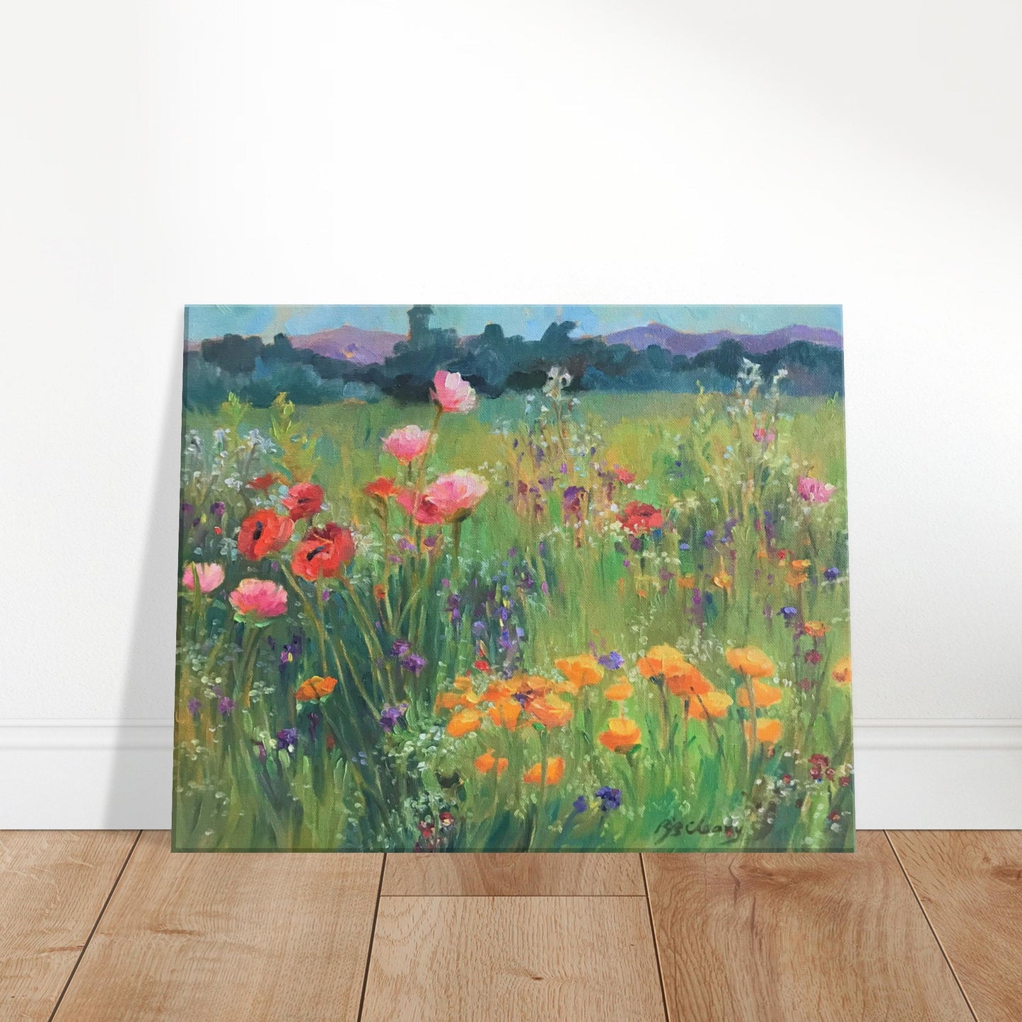 'Field of Poppies' Floral I 16x20 inch Art Print on Canvas I Original Artwork by American Artist Barbara Cleary