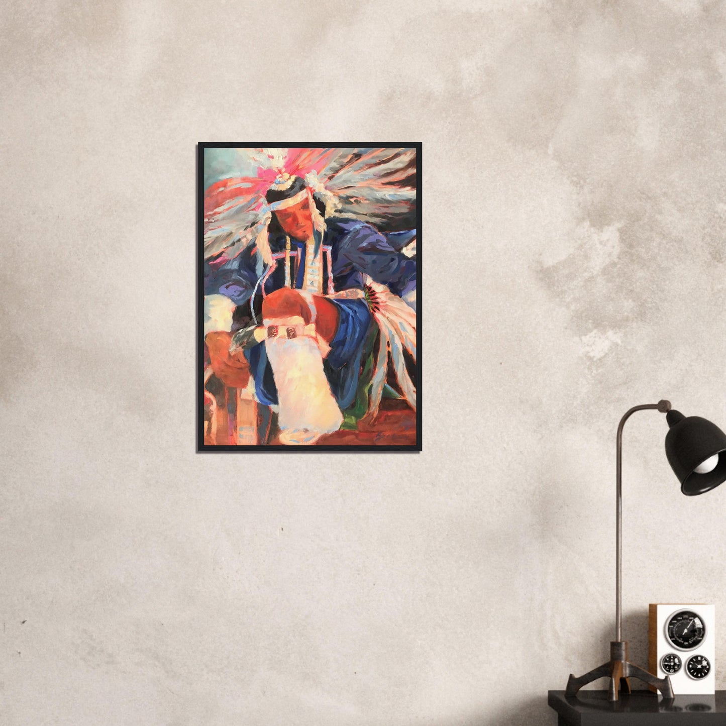 'War Dancer' I 20x28 inch Wooden Framed Art Print I Original Artwork by American Artist Barbara Cleary