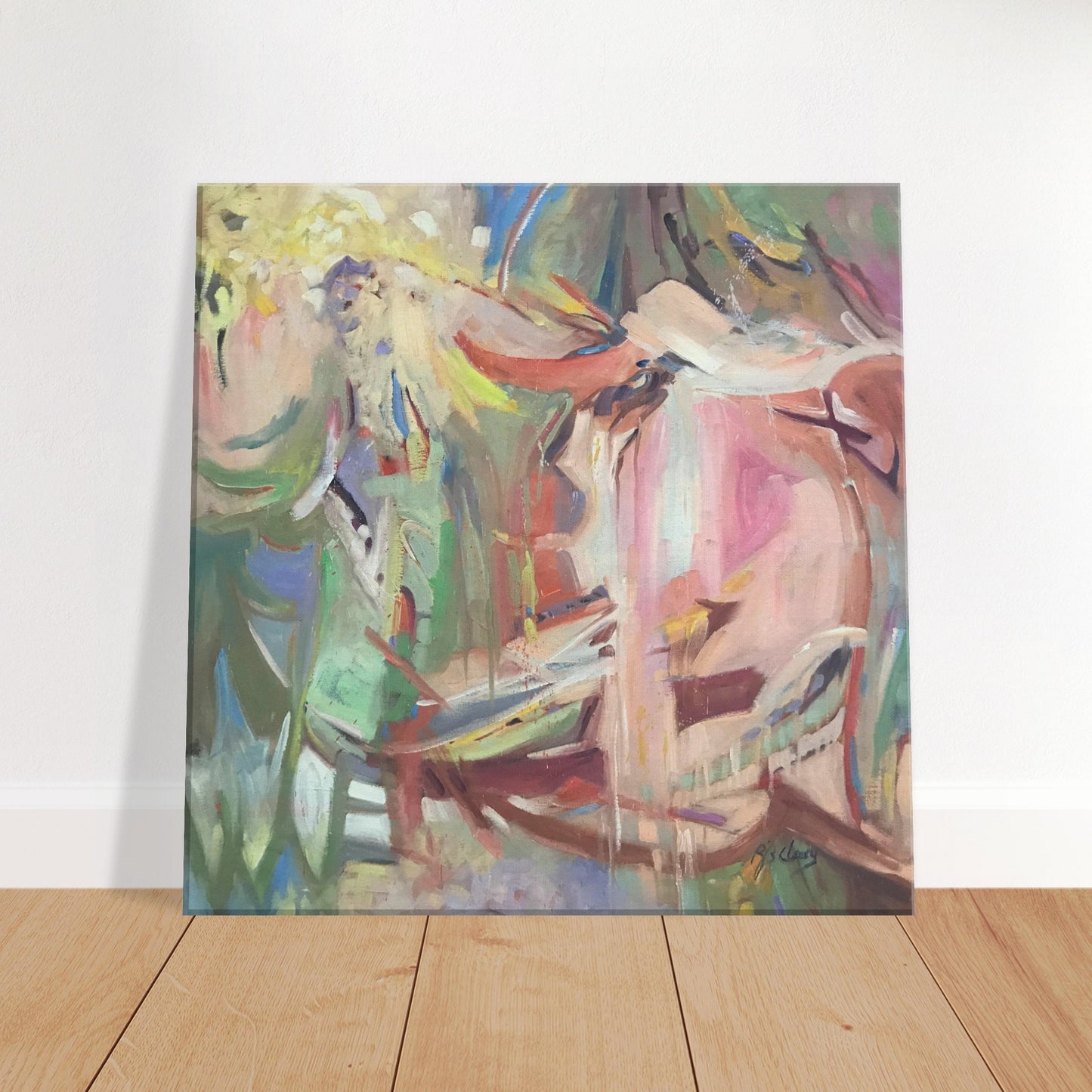 'All Seasons' Abstract I 16x16 inch Canvas Art Print I Original Artwork by American Artist Barbara Cleary I F227