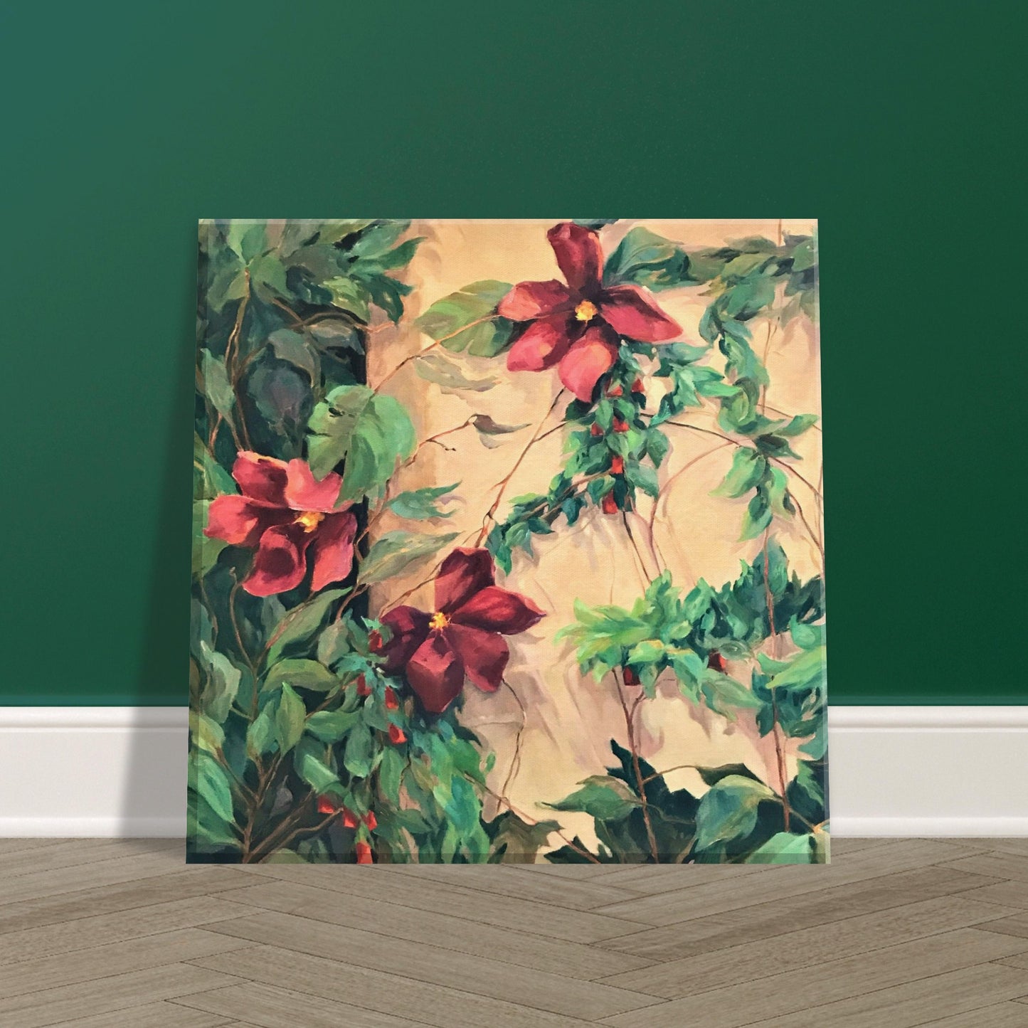 "Climatis" 8x8 inch Print on Canvas by Barbara Cleary Designs