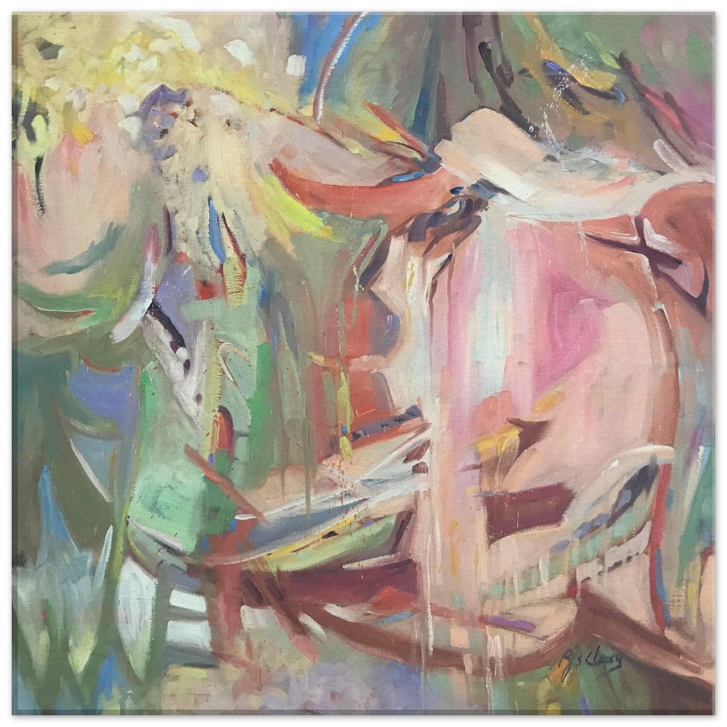 'All Seasons' Abstract I 16x16 inch Canvas Art Print I Original Artwork by American Artist Barbara Cleary I F227