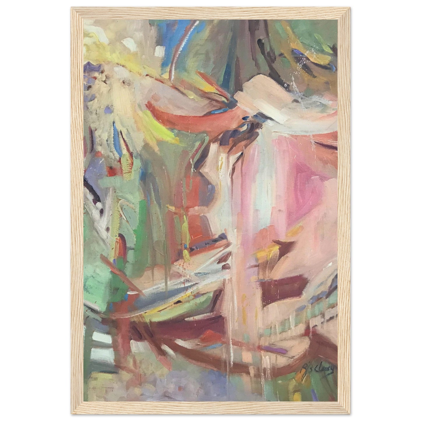 'All Seasons' Abstract I 12x18 inch Wooden Framed Art Print I Original Artwork by American Artist Barbara Cleary