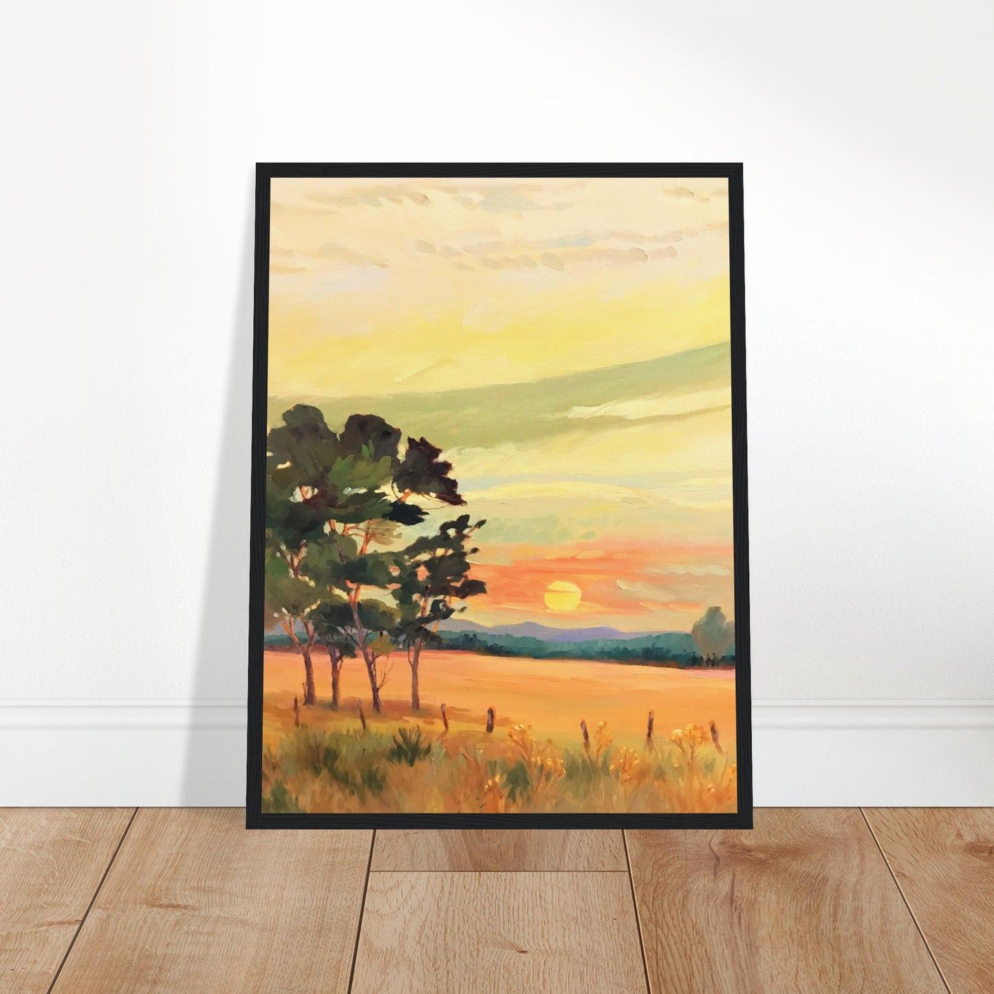 ‘Sunrise’ Landscape | 18x24 Wooden Framed Art Print | Original Artwork by American Artist Barbara Cleary