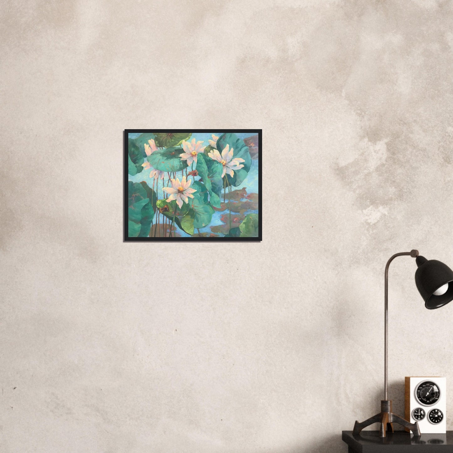 "Lily Pads" Floral Wooden Framed 16x20 Art Print by Barbara Cleary Designs