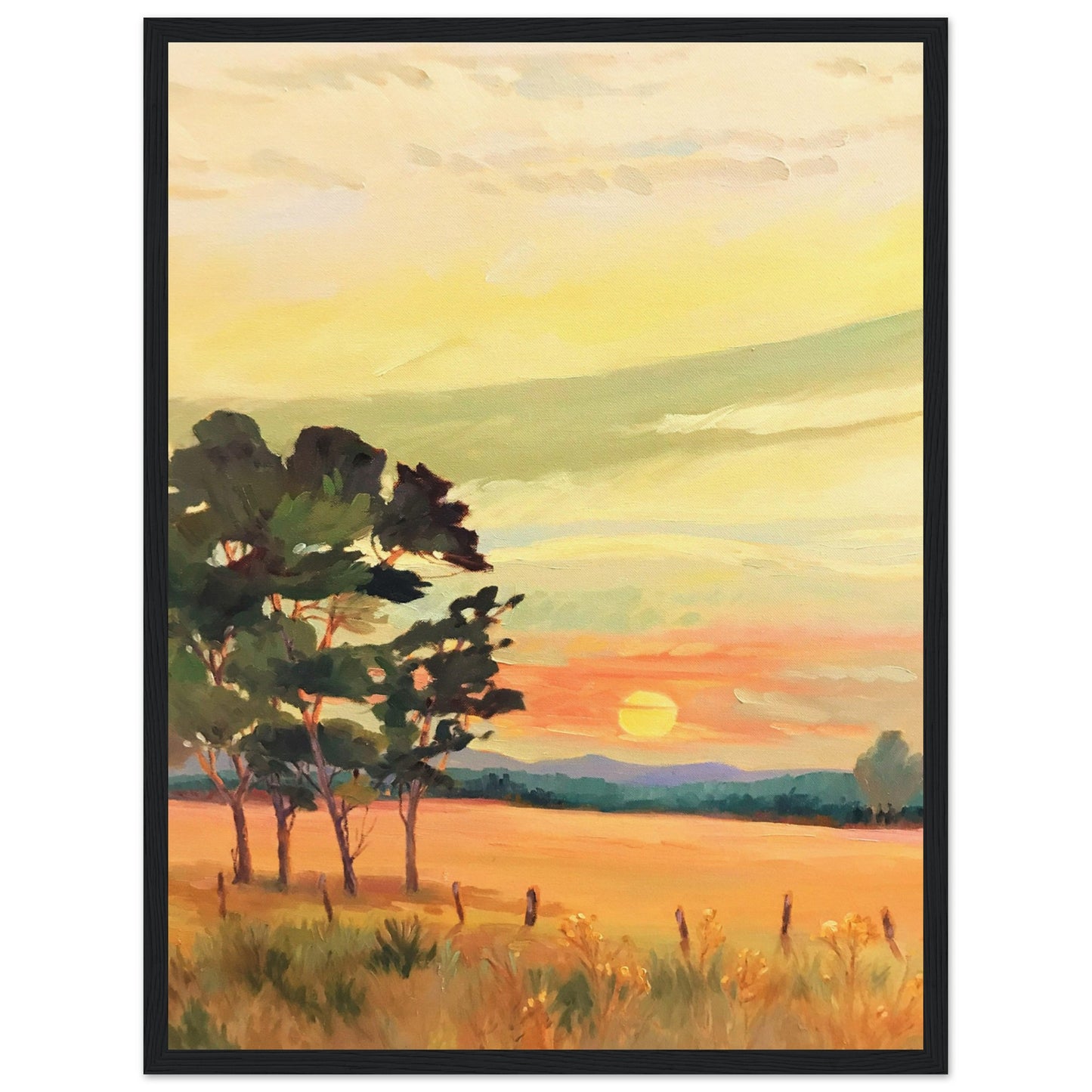 ‘Sunrise’ Landscape | 18x24 Wooden Framed Art Print | Original Artwork by American Artist Barbara Cleary
