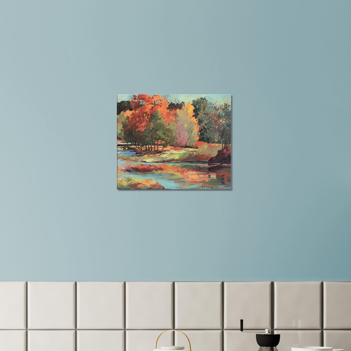 'Along the Illinois' Landscape I 20x24 inch Art Print on Canvas I Original Artwork by American Artist Barbara Cleary I F63