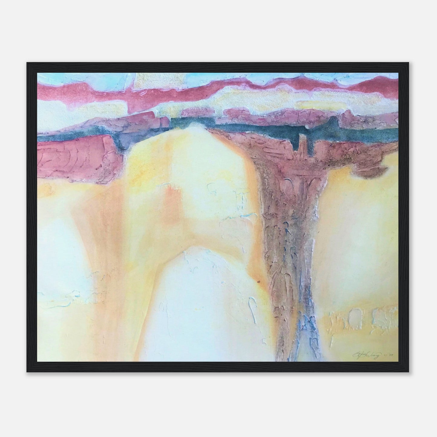'Southwest Mixed Media' Abstract I 16x20 inch Wooden Framed Art Print I Original Artwork by American Artist Barbara Cleary