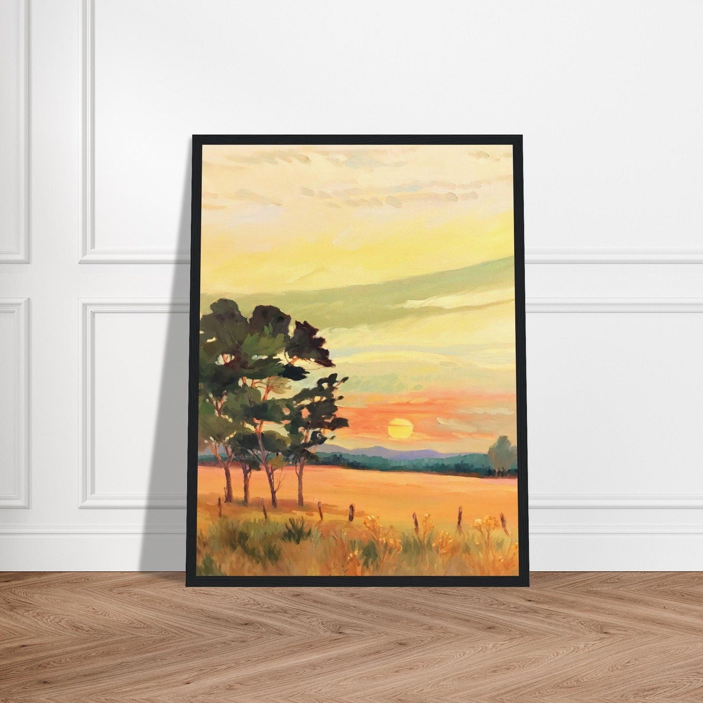 ‘Sunrise’ Landscape | 18x24 Wooden Framed Art Print | Original Artwork by American Artist Barbara Cleary