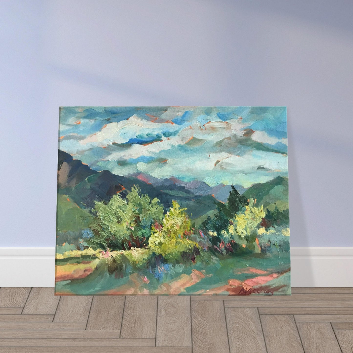 'Pueblo Lands Plein Air' Southwestern Landscape I 16x20 inch Art Print on Canvas I Original Artwork by American Artist Barbara Cleary