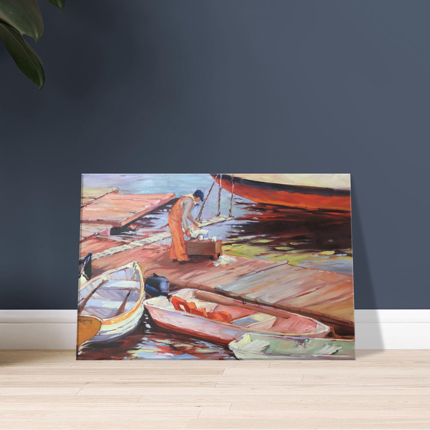 'Fishing' I 12x18 inch Canvas Coastal Art Print I Original Artwork by American Artist Barbara Cleary