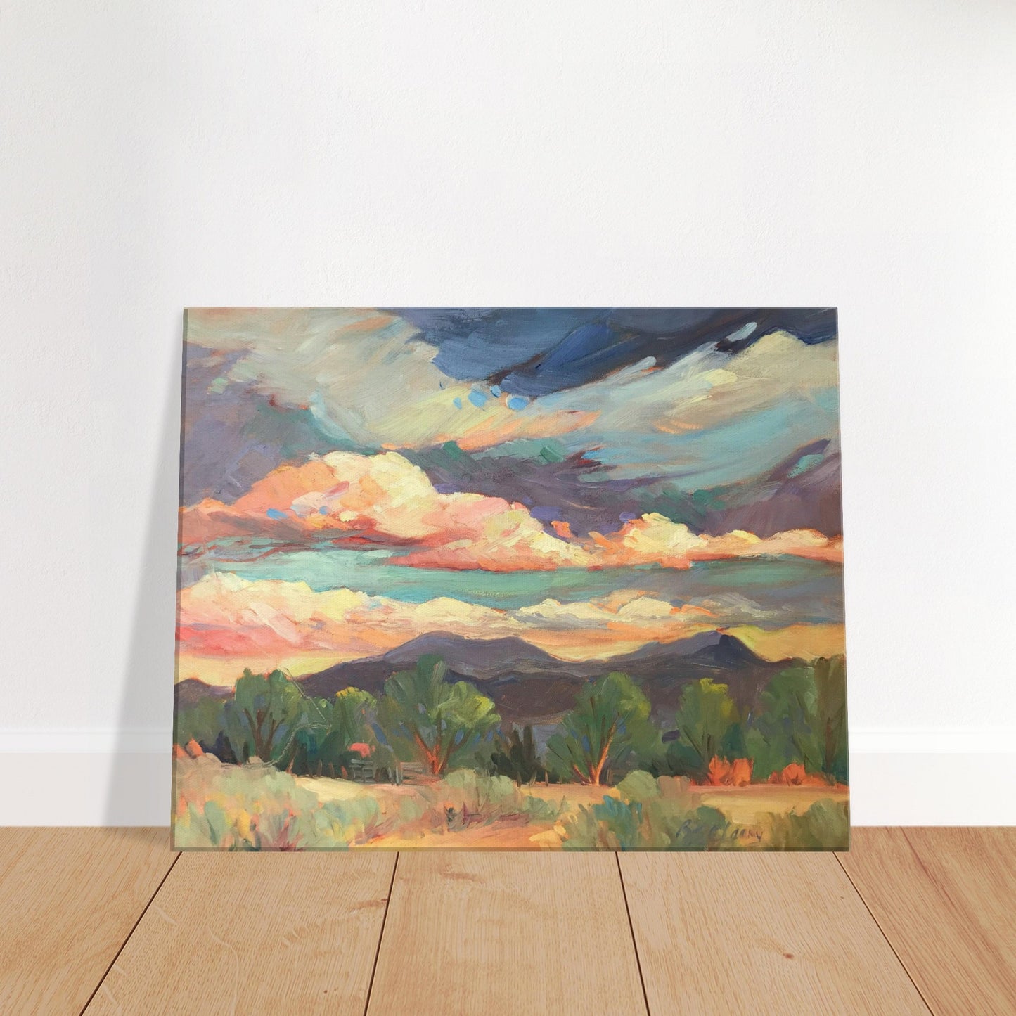 'New Mexico Sky' Southwestern Landscape I 16x20 inch Art Print on Canvas I Original Artwork by American Artist Barbara Cleary I F53