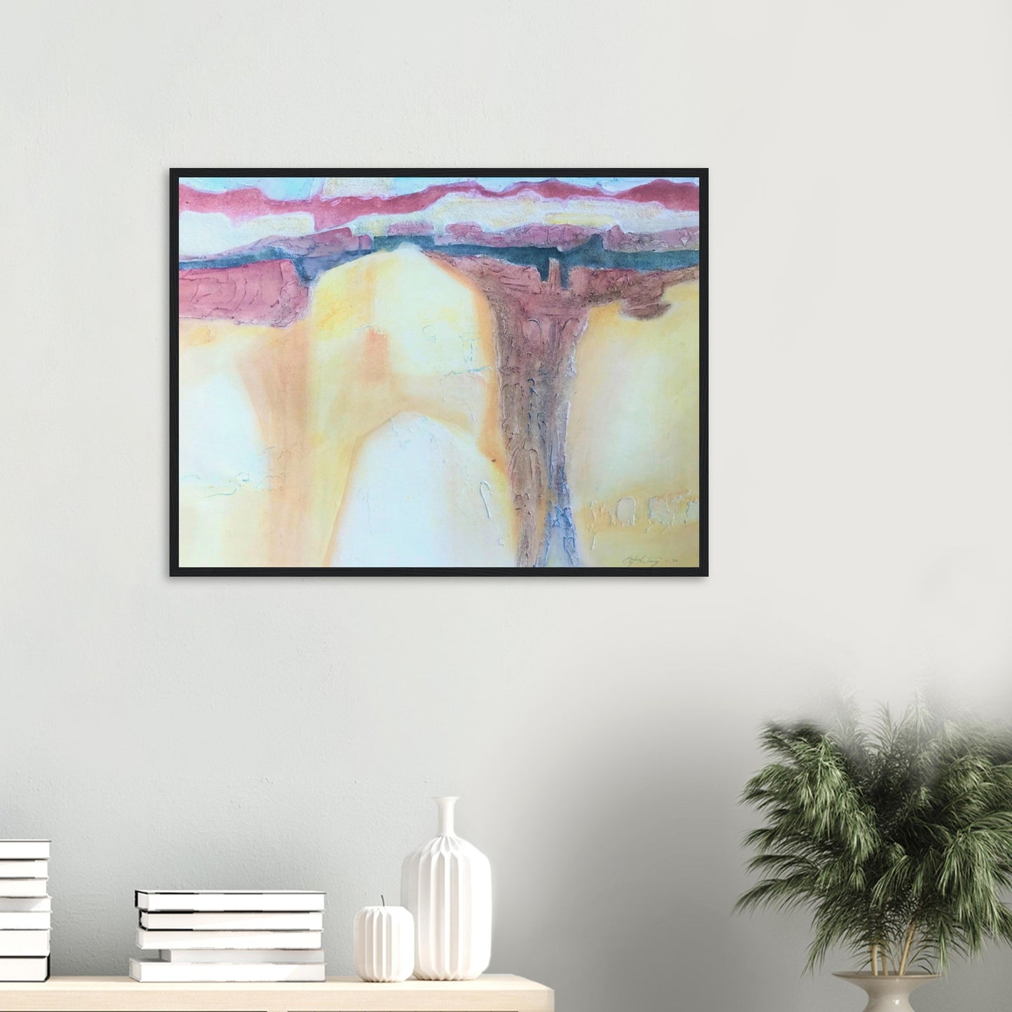 'Southwest Mixed Media' Abstract I 24x32 inch Wooden Framed Art Print I Original Artwork by American Artist Barbara Cleary