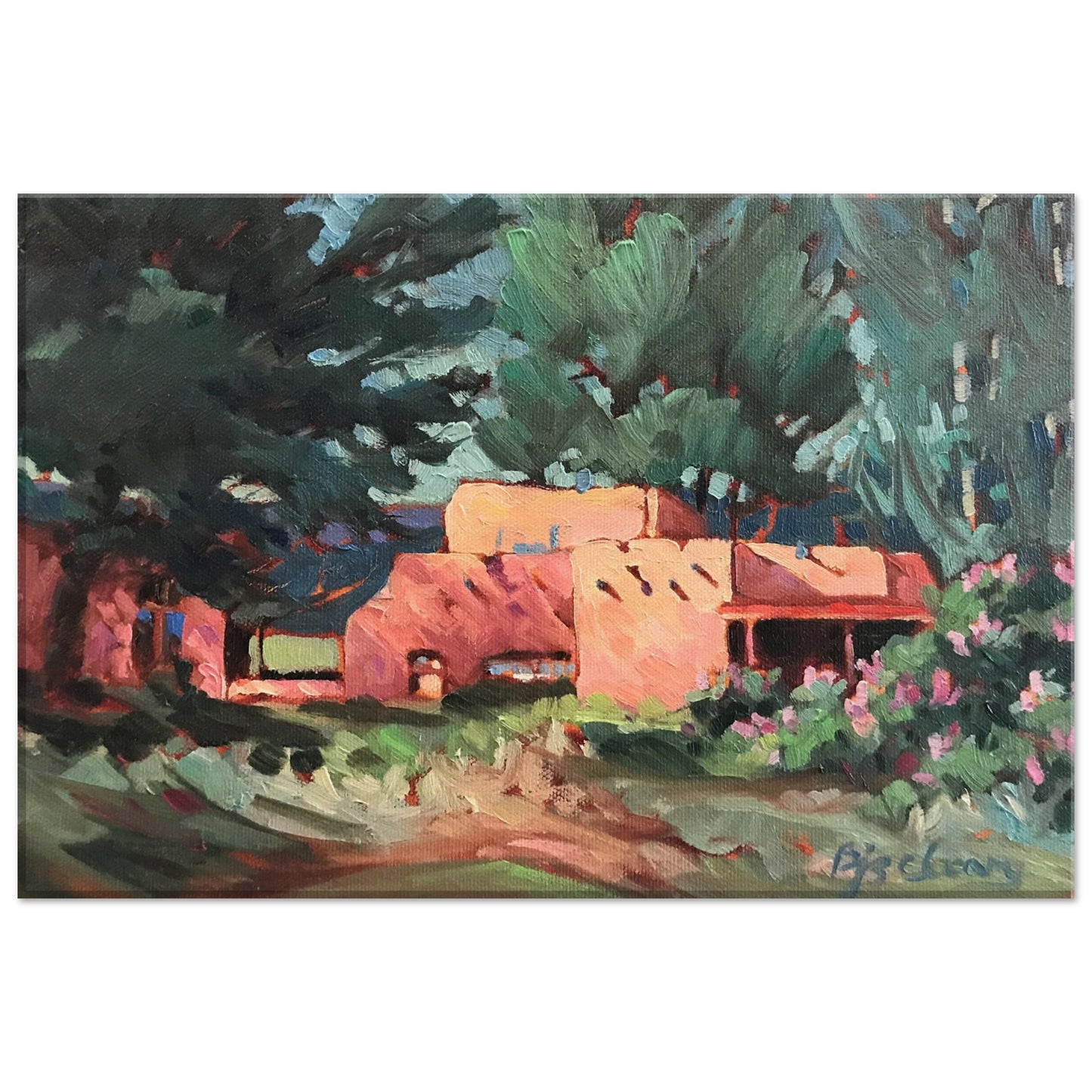 'Spring in Taos' Southwestern Landscape I 12x18 inch Art Print on Canvas I Original Artwork by American Artist Barbara Cleary I F49